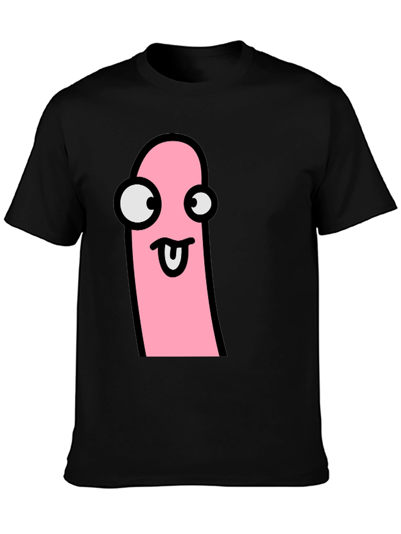 Funky Tongue Out Face Black T-Shirt