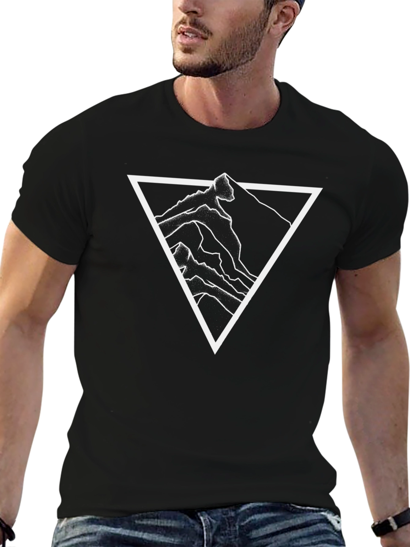 Mountain Triangle Graphic Tee - Black Casual T-Shirt