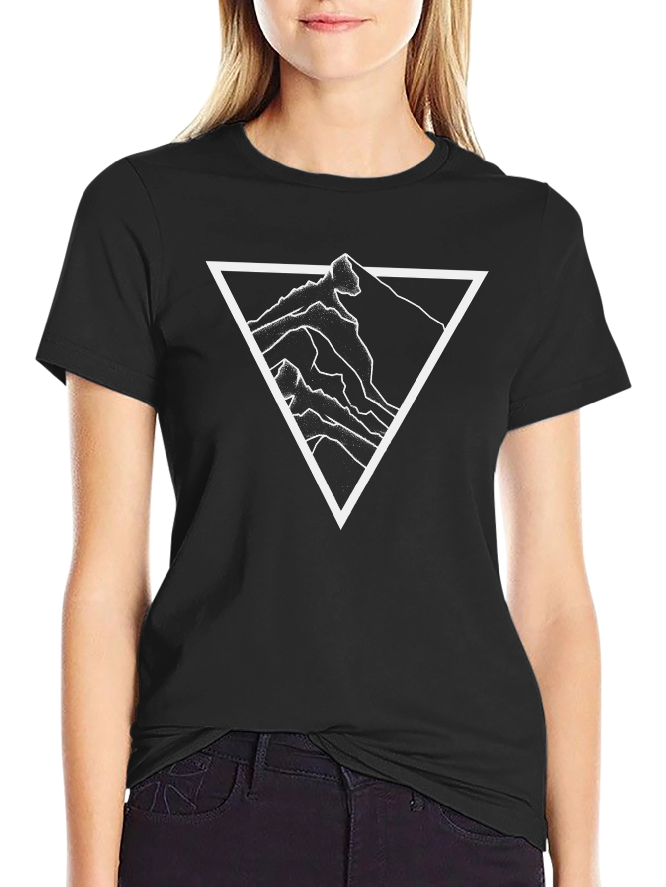 Mountain Triangle Graphic Tee - Black Casual T-Shirt