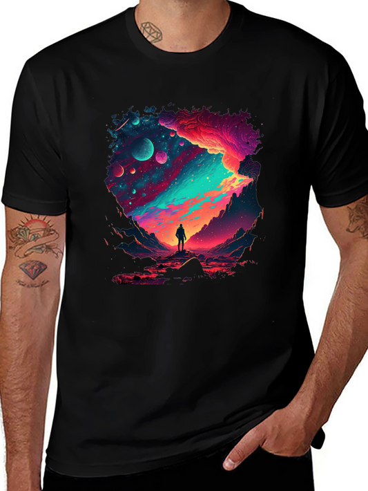 Cosmic Landscape Graphic Tee - Vivid Colors