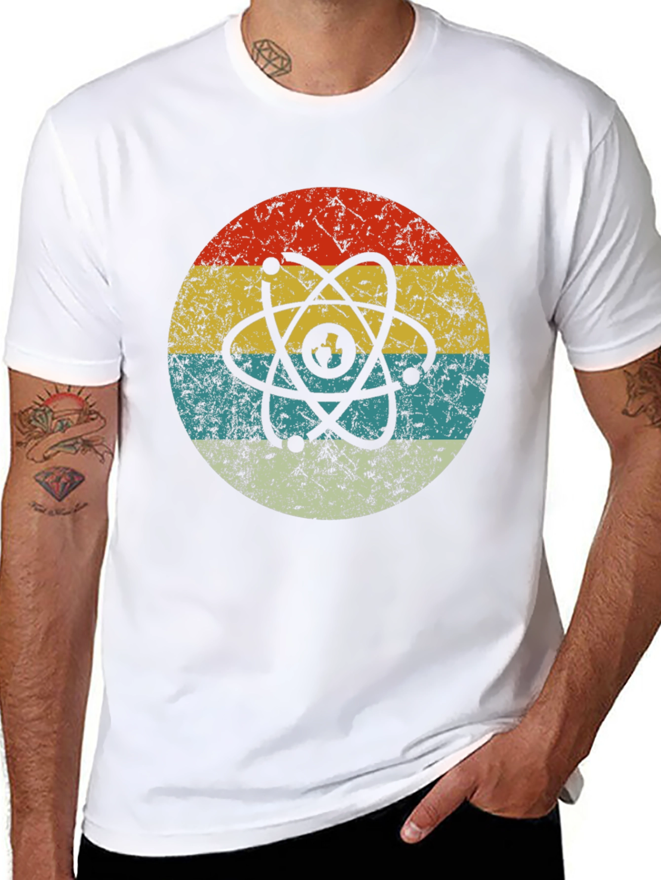 Retro Atom Graphic T-Shirt - Cool Science Design