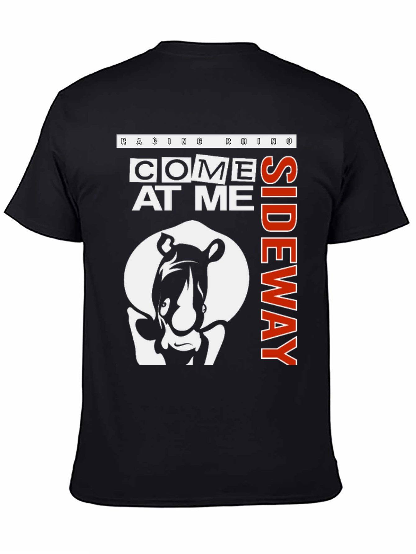 Raging Rhino Come At Me Sideway Black Graphic T-Shirt
