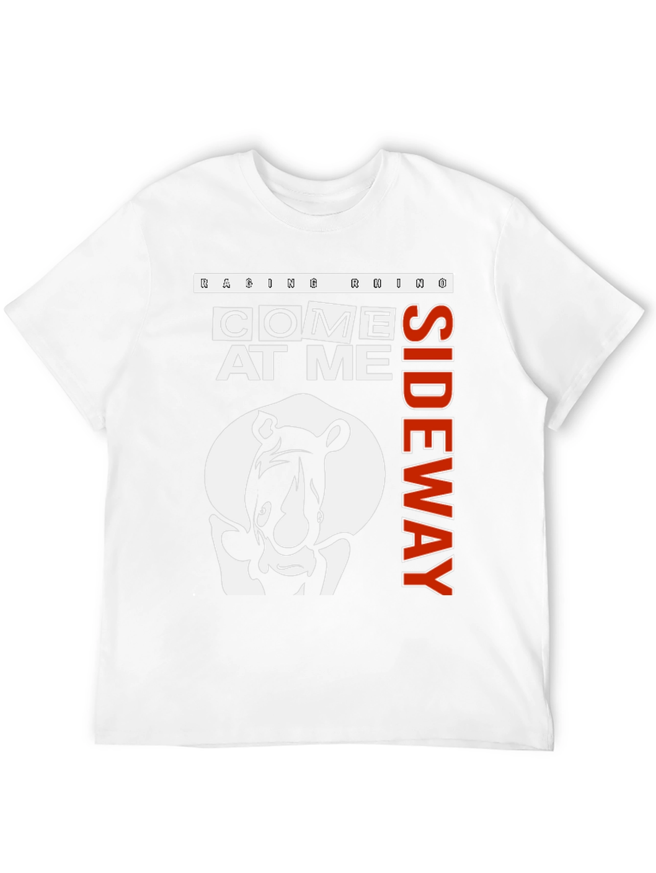 Raging Rhino Come At Me Sideway Black Graphic T-Shirt