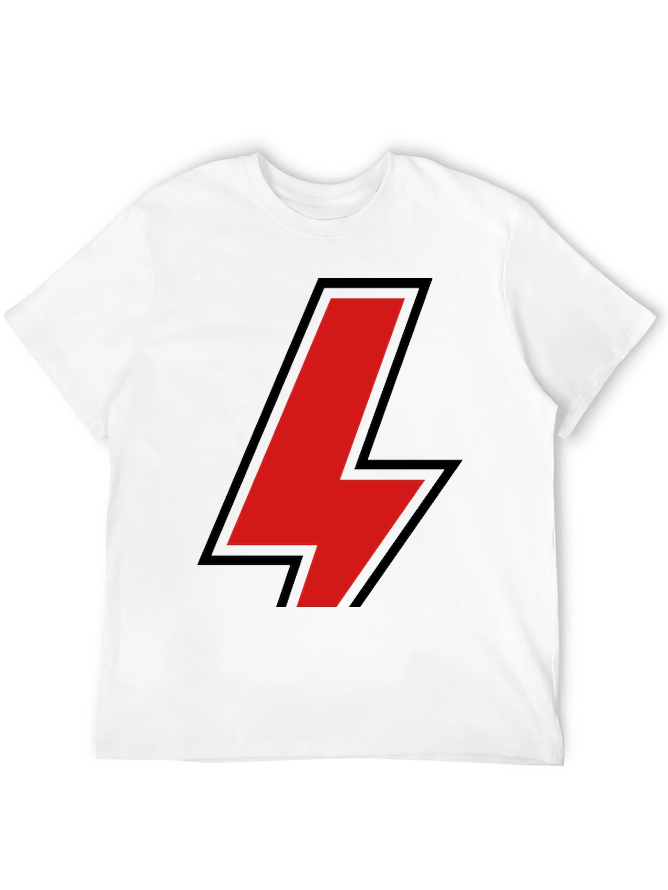 Black T-Shirt with Red Lightning Bolt Design