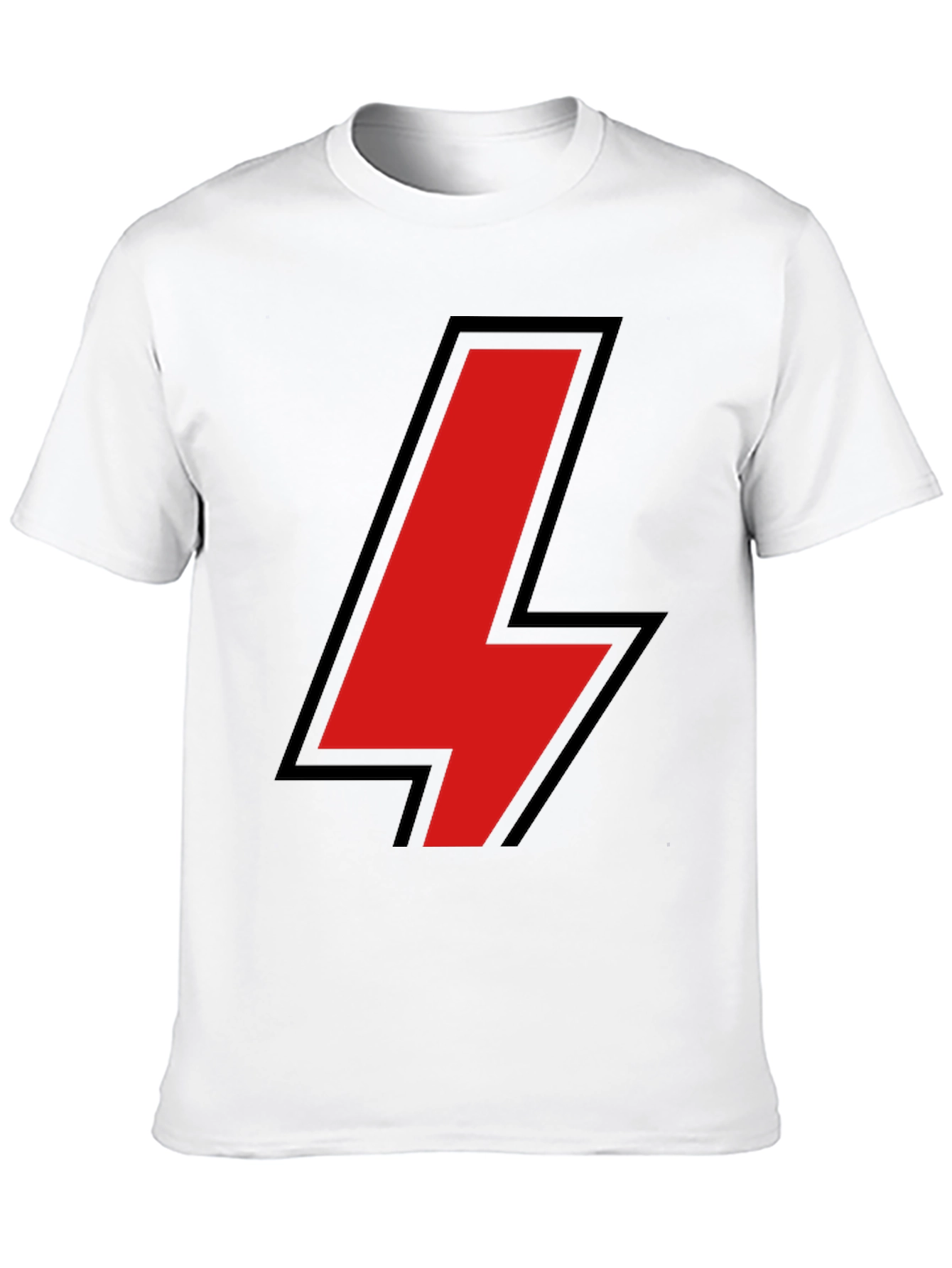 Black T-Shirt with Red Lightning Bolt Design