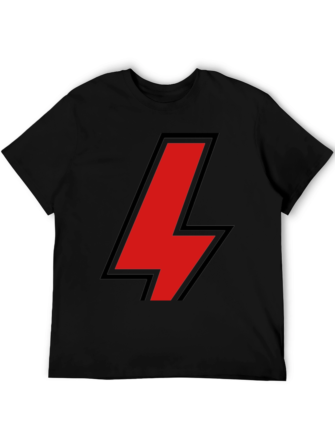 Black T-Shirt with Red Lightning Bolt Design