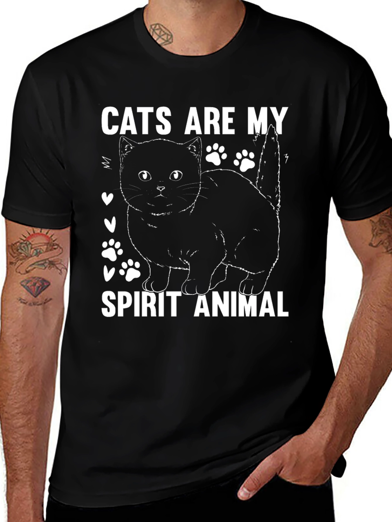 Cats Are My Spirit Animal Black T-Shirt