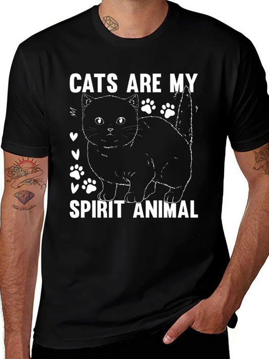 Cats Are My Spirit Animal Black T-Shirt