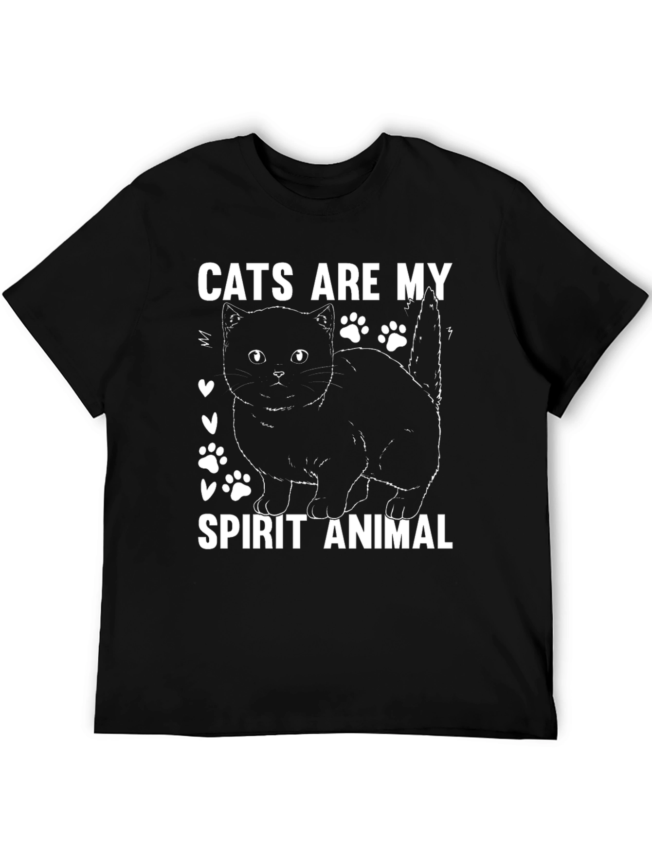 Cats Are My Spirit Animal Black T-Shirt