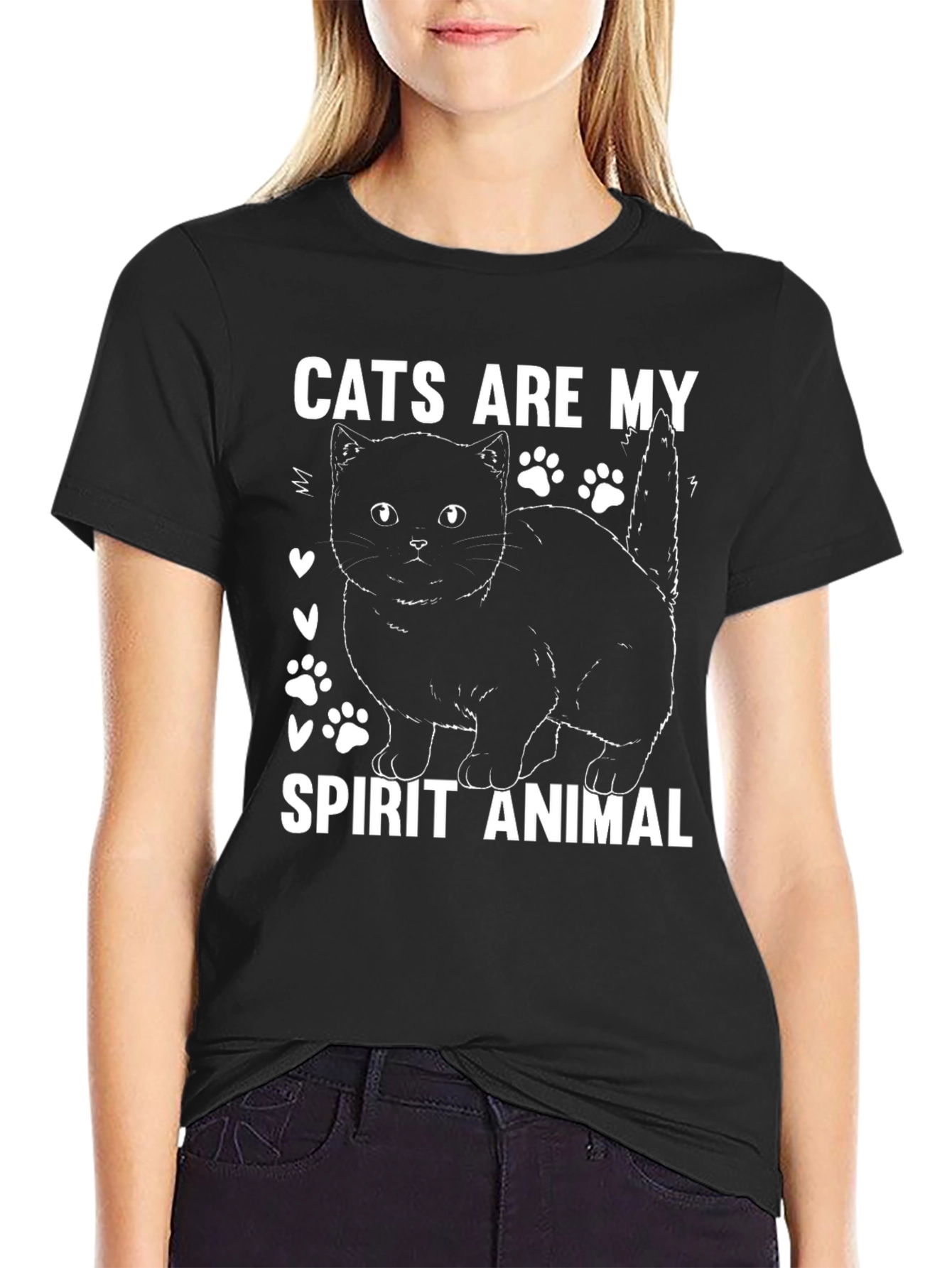 Cats Are My Spirit Animal Black T-Shirt