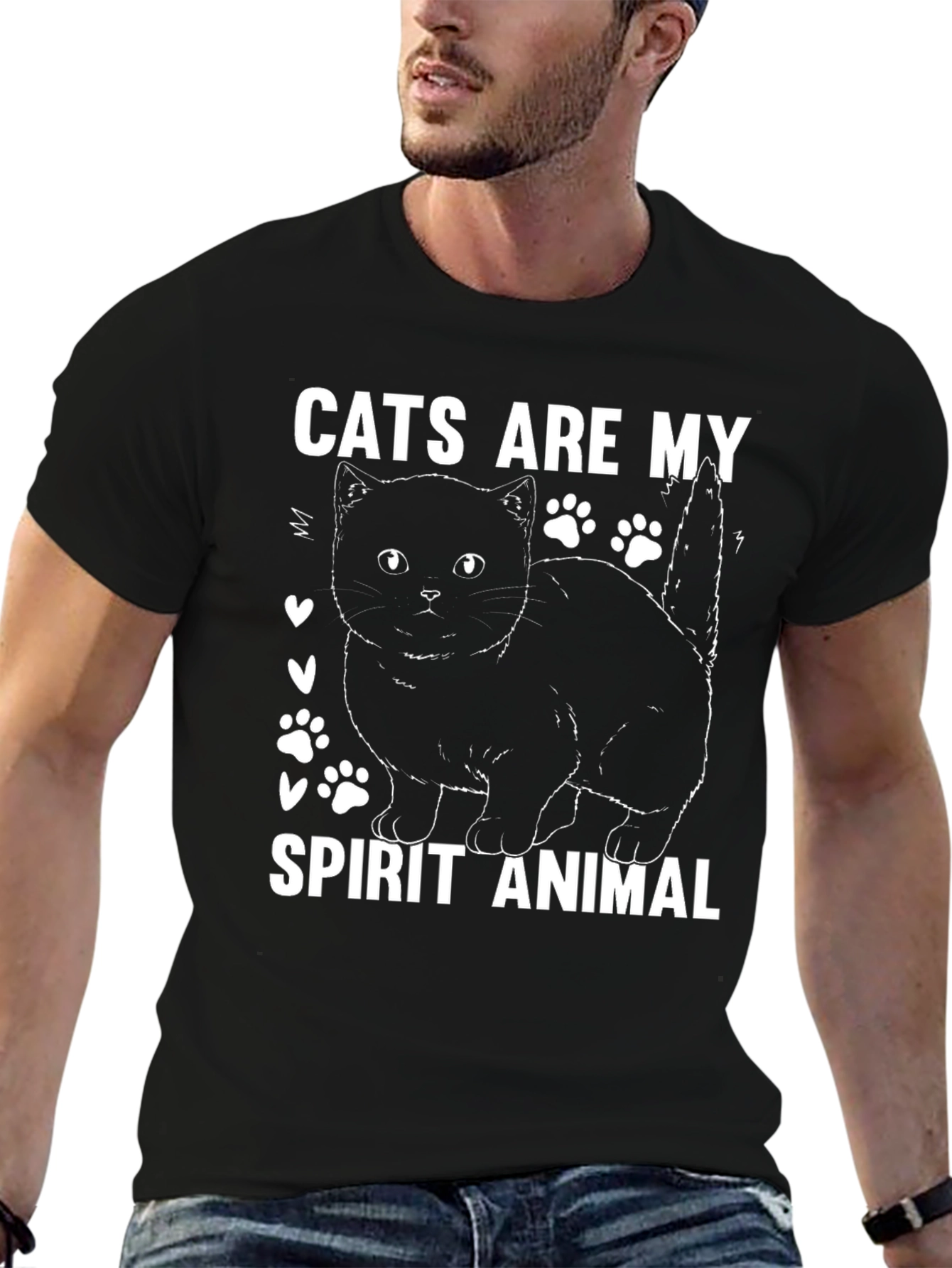Cats Are My Spirit Animal Black T-Shirt