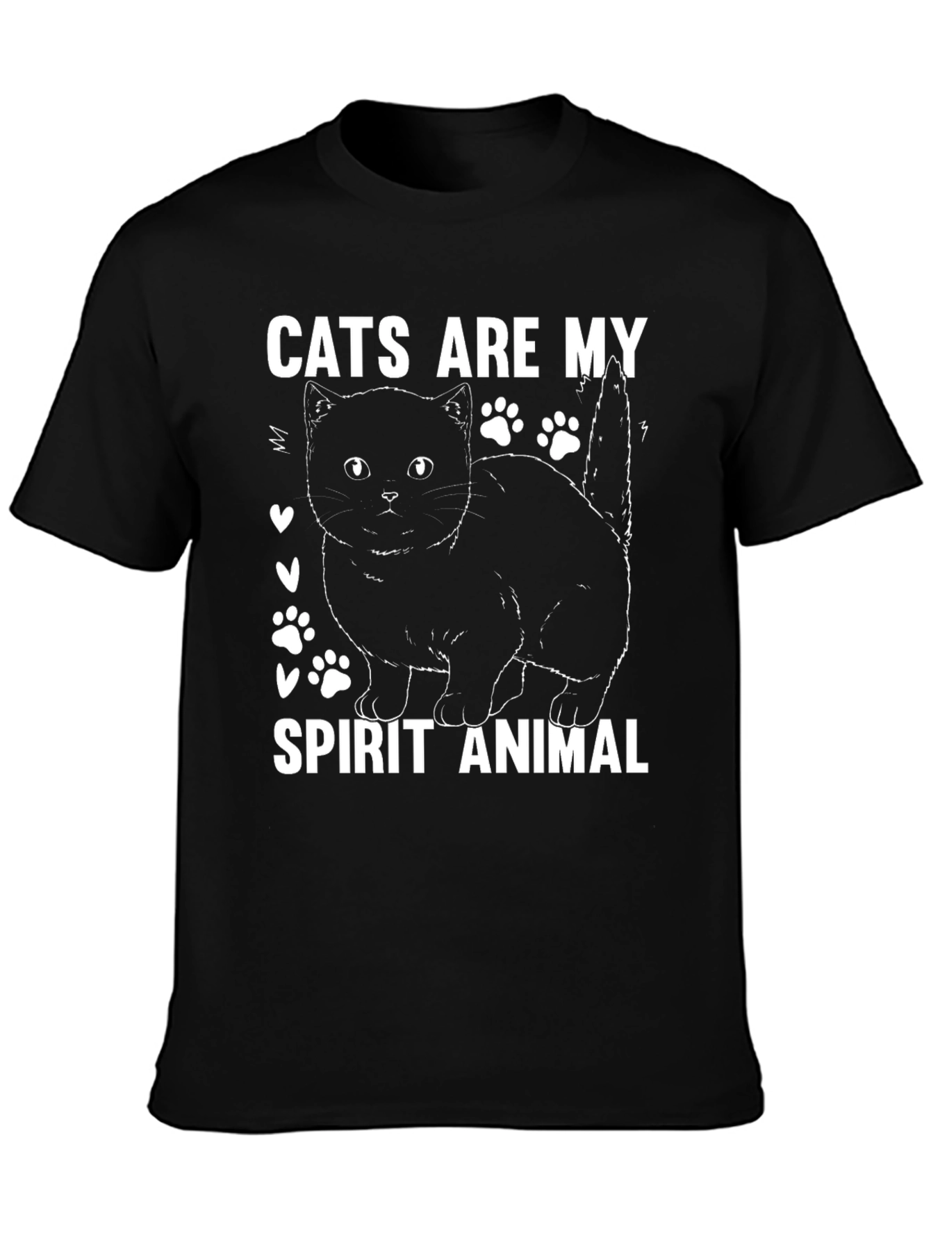Cats Are My Spirit Animal Black T-Shirt