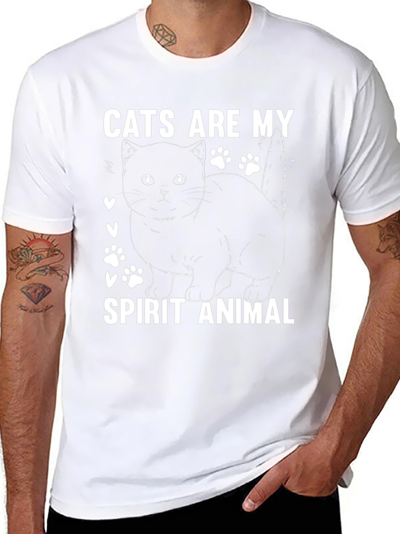 Cats Are My Spirit Animal Black T-Shirt