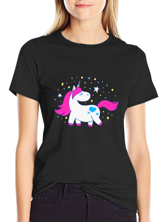 Unicorn Graphic T-Shirt - Black Casual Style