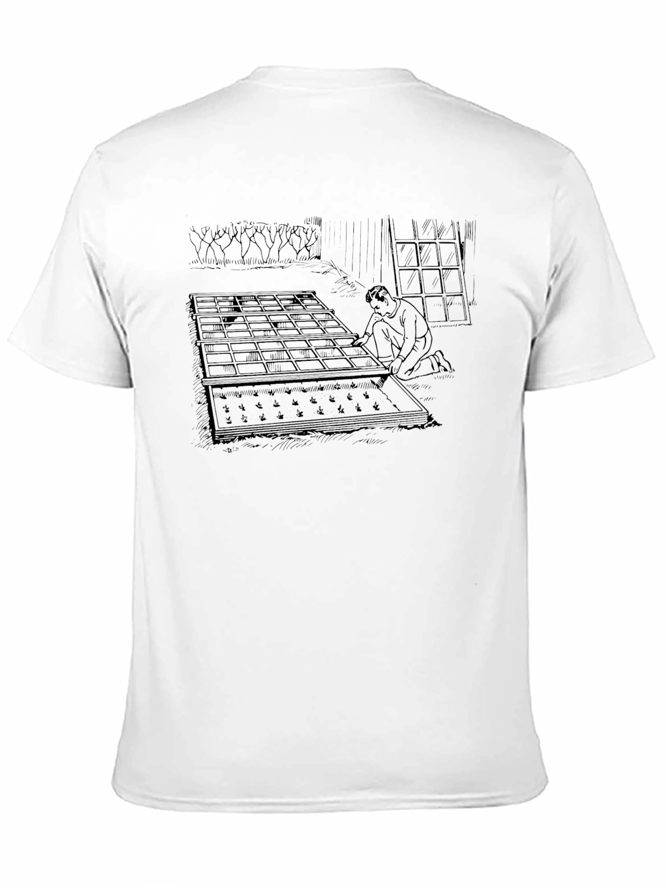 Mens Graphic Print Tee - Gardener Scene