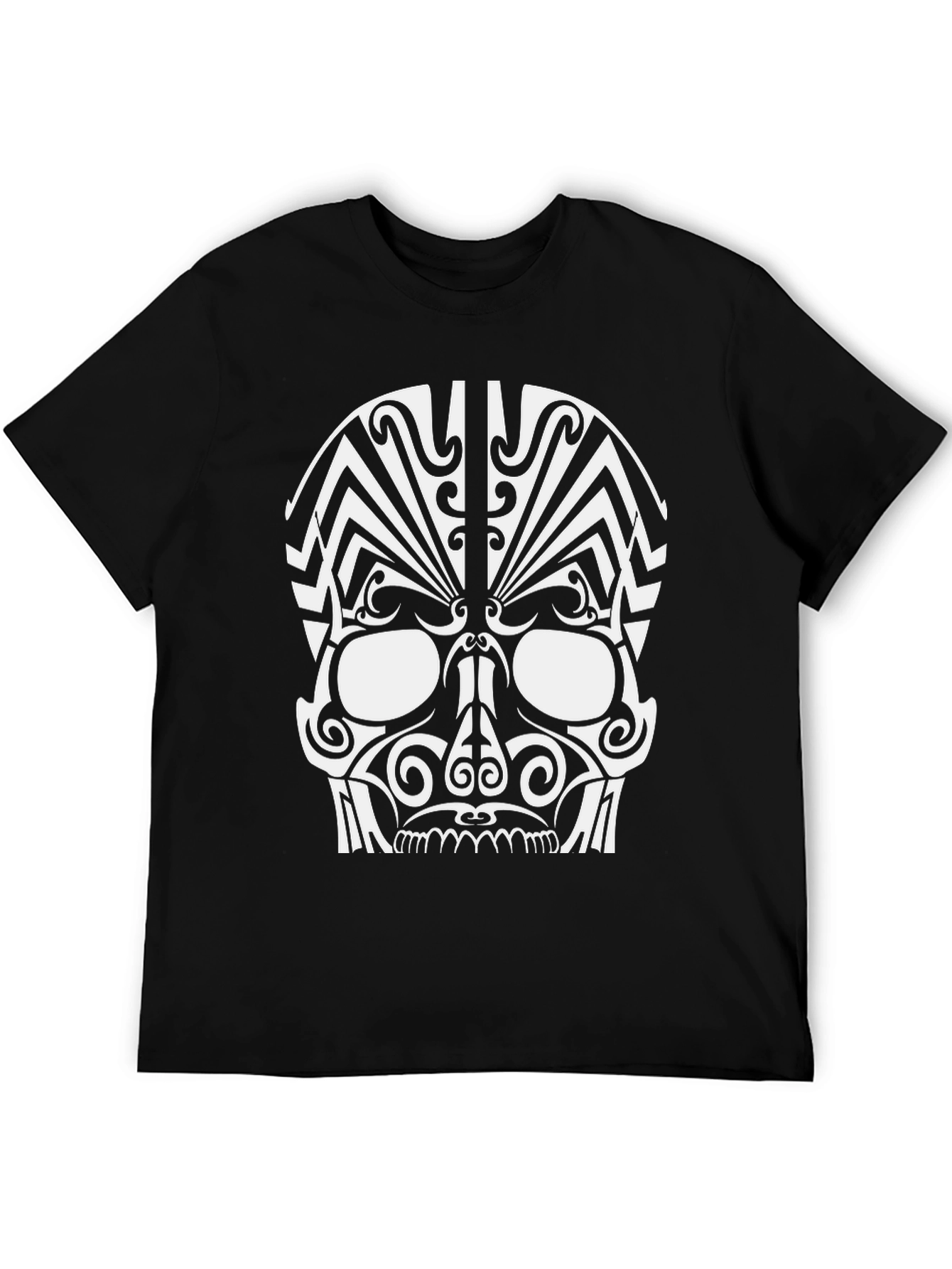 Tribal Skull Graphic Black T-Shirt