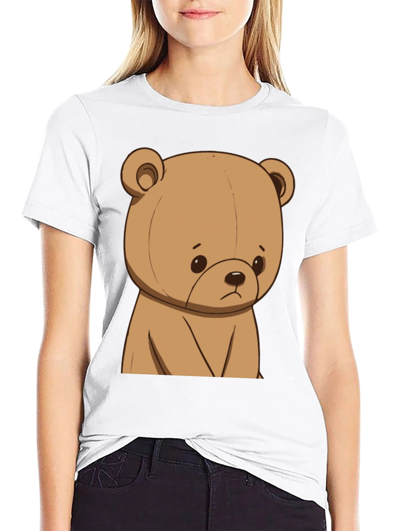 Sad Teddy Bear Graphic Tee - Unisex Black T-Shirt