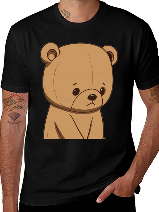 Sad Teddy Bear Graphic Tee - Unisex Black T-Shirt