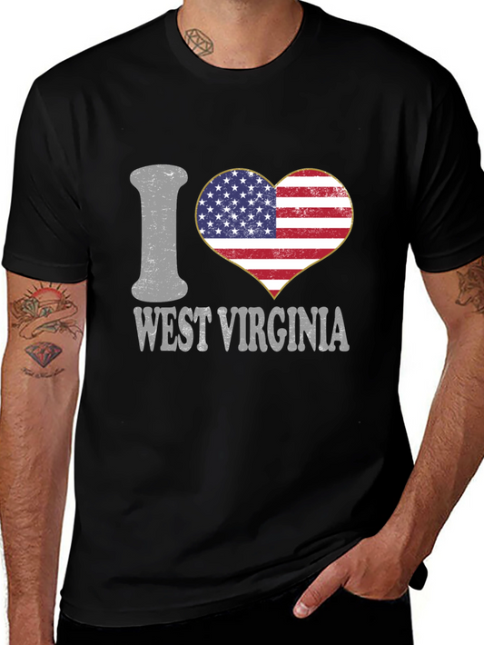 I Heart West Virginia T-Shirt - Patriotic USA Flag Design