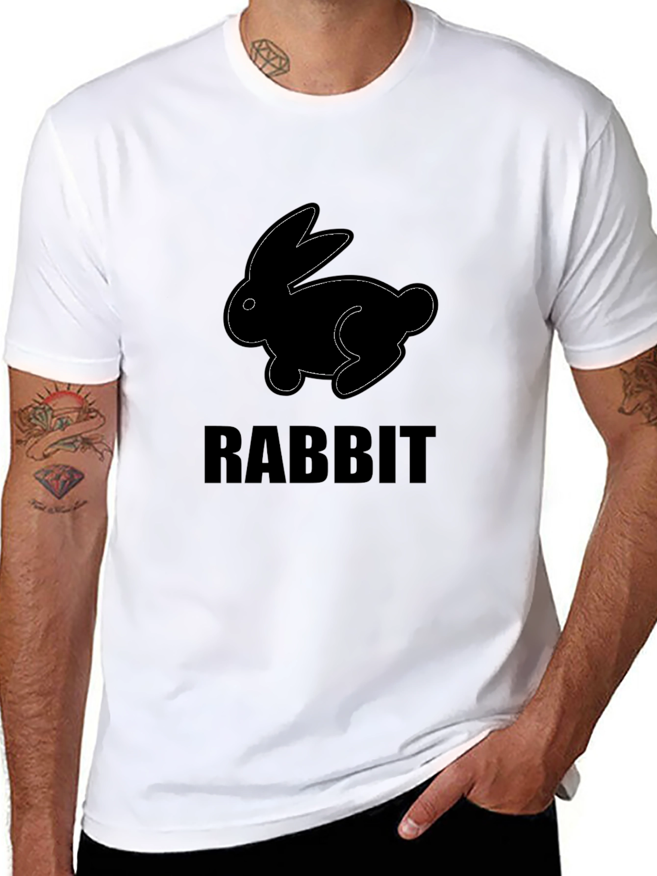 Rabbit Graphic Print Crew Neck T-Shirt