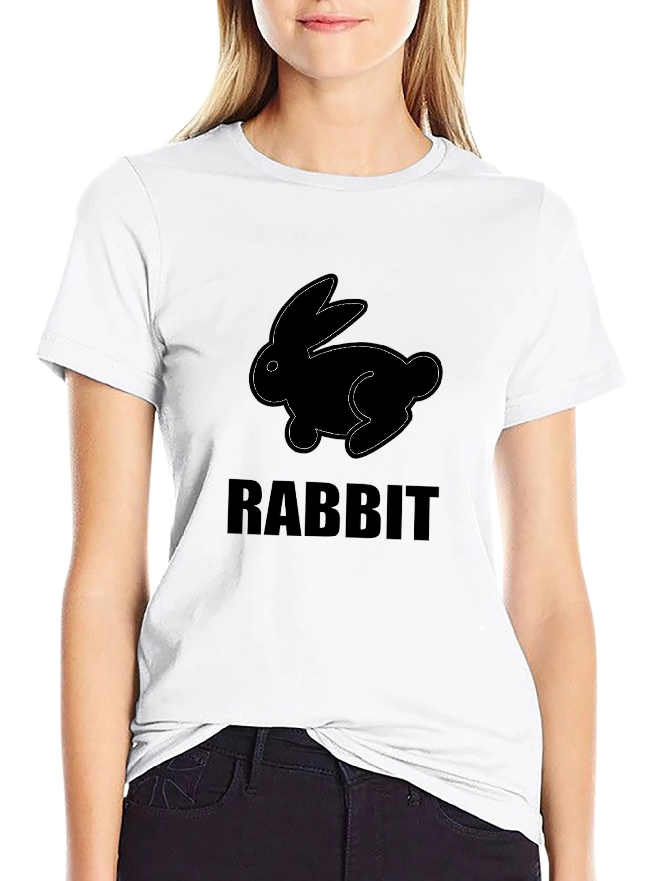 Rabbit Graphic Print Crew Neck T-Shirt