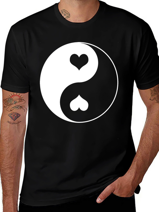 Yin Yang Heart Graphic Tee - Black