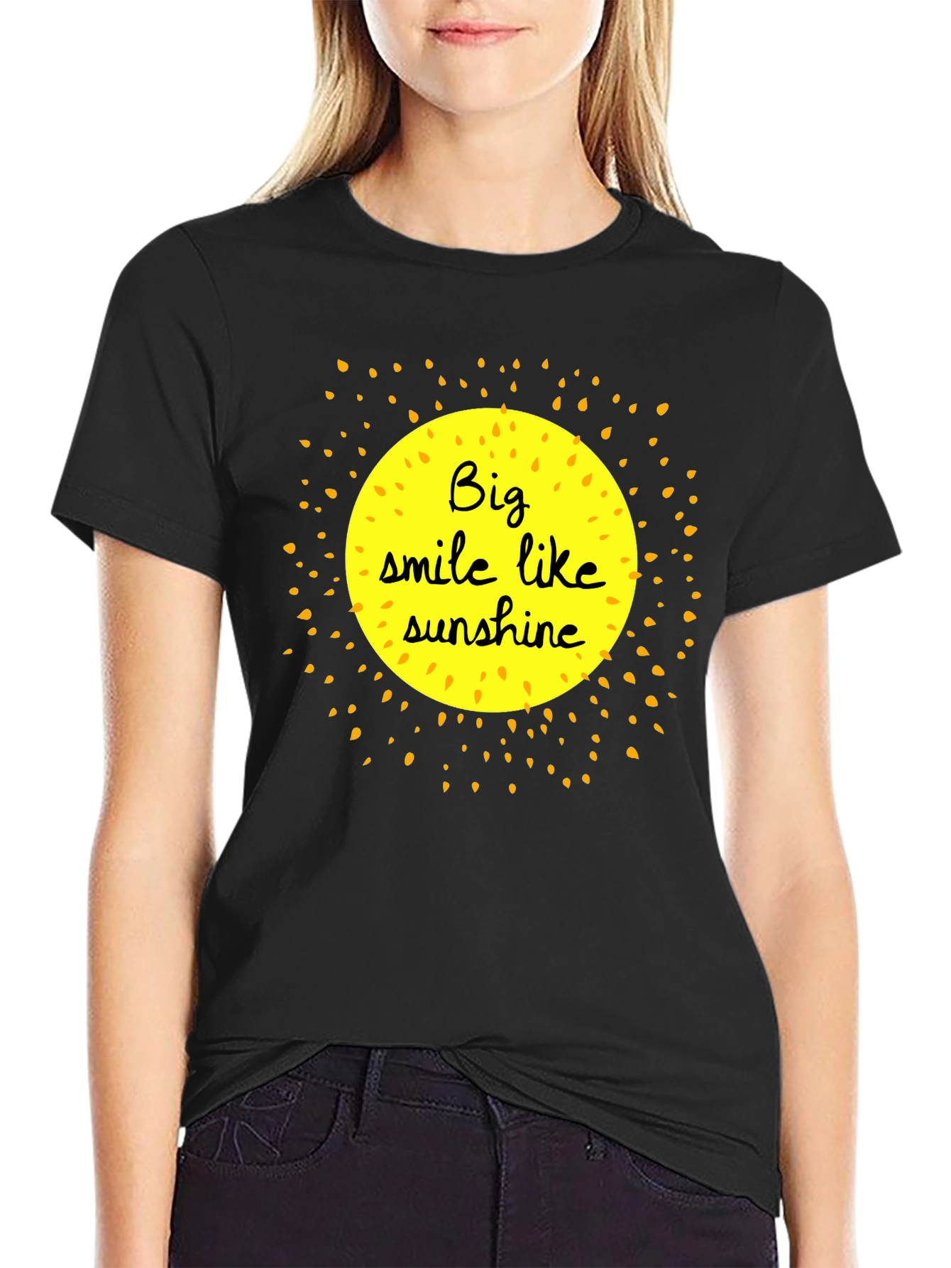 Smile Like Sunshine Black Graphic T-Shirt