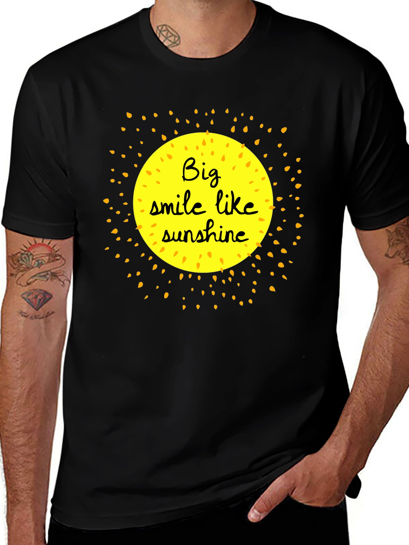 Smile Like Sunshine Black Graphic T-Shirt