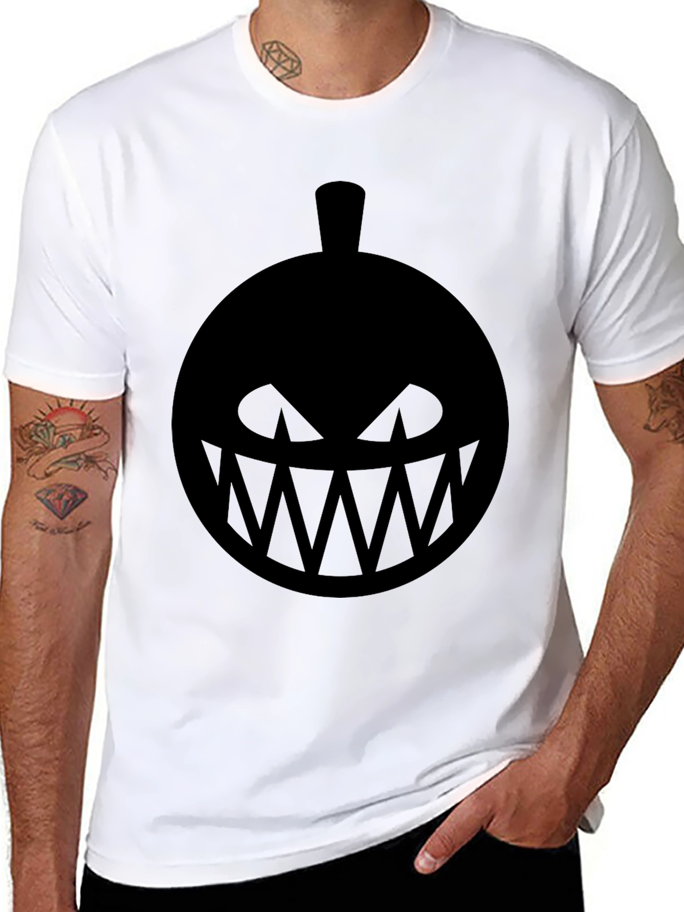 Spooky Pumpkin Face Graphic Tee - Halloween Shirt