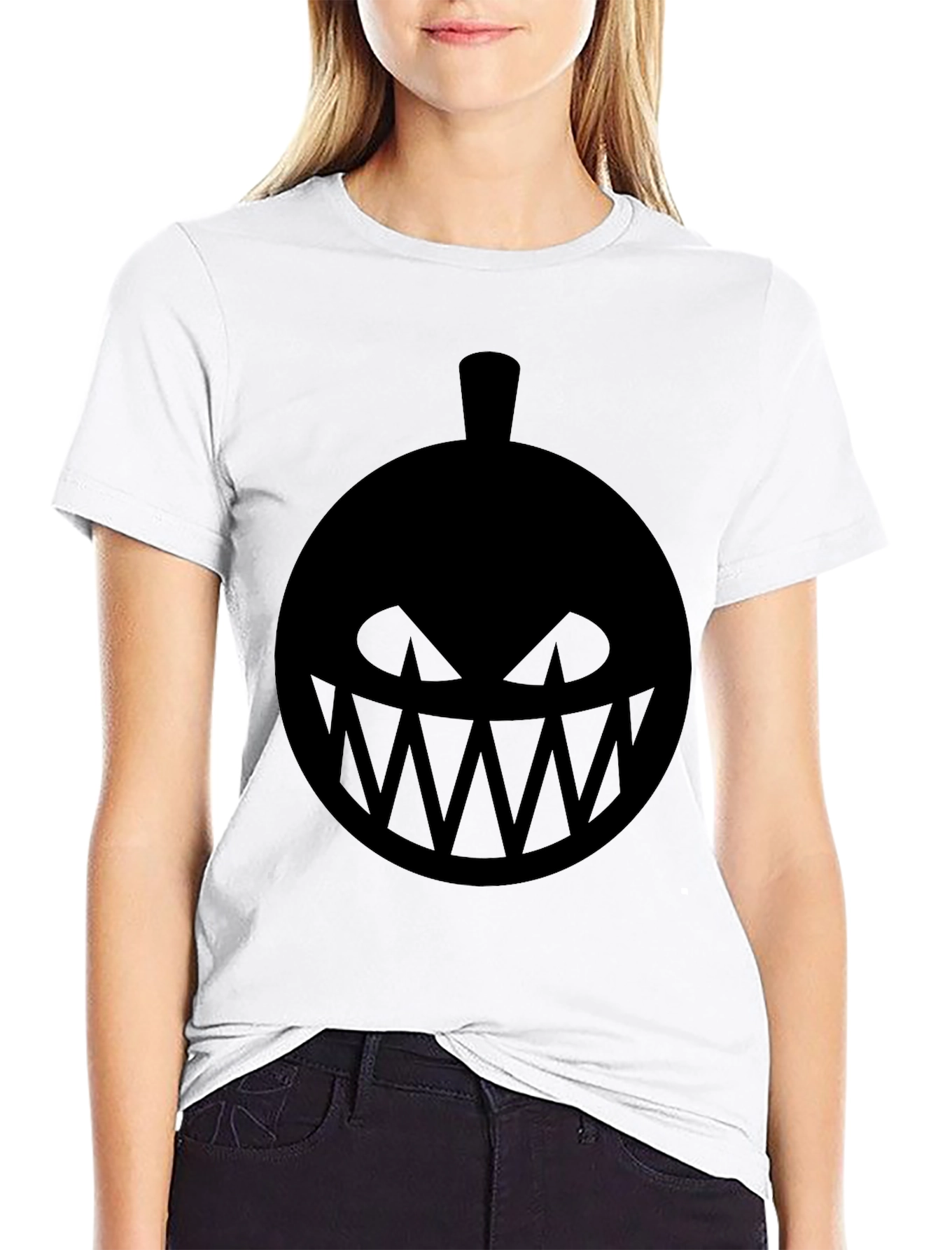Spooky Pumpkin Face Graphic Tee - Halloween Shirt
