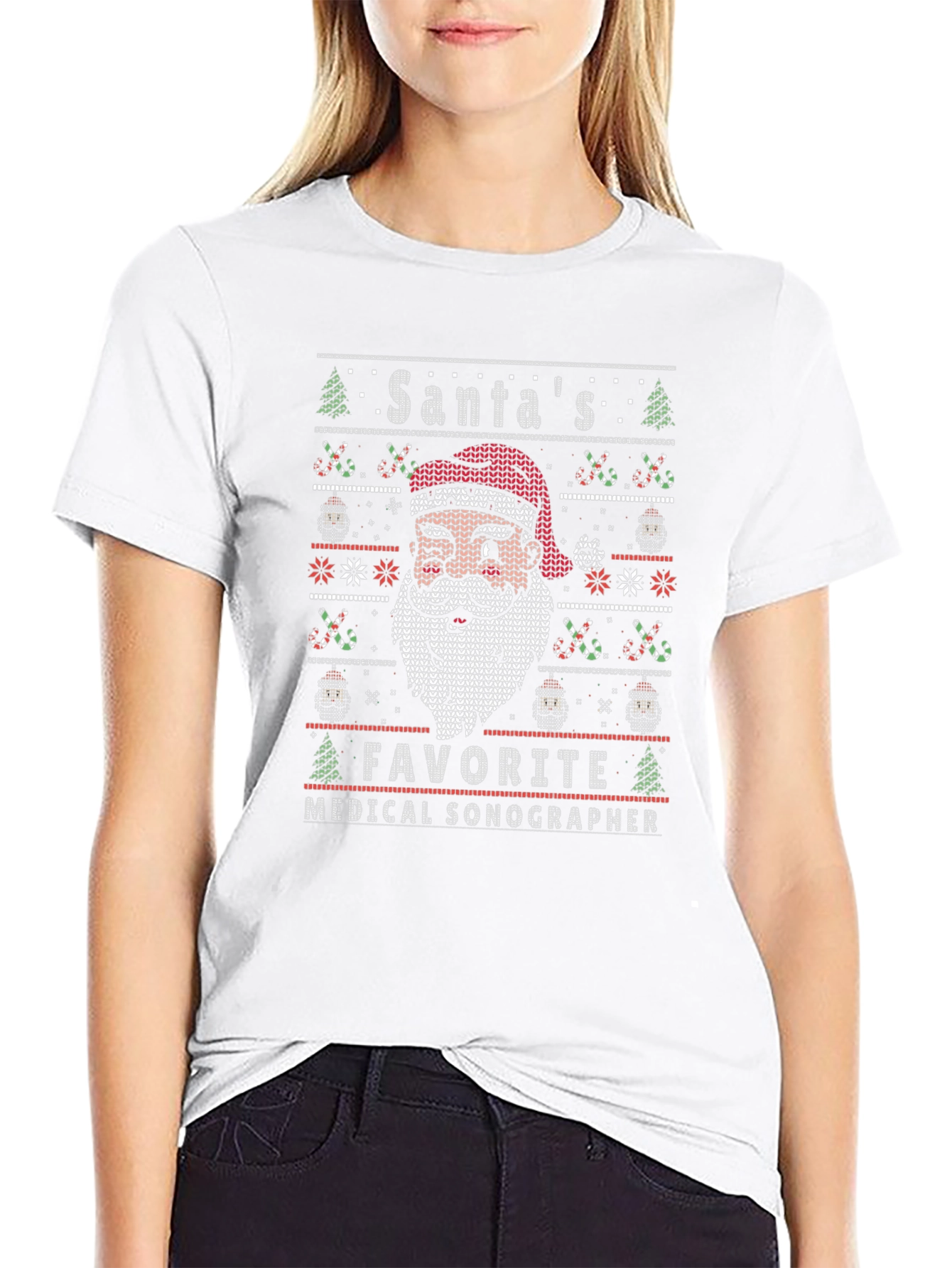 Santas Favorite Medical Sonographer Ugly Christmas Sweater T-Shirt