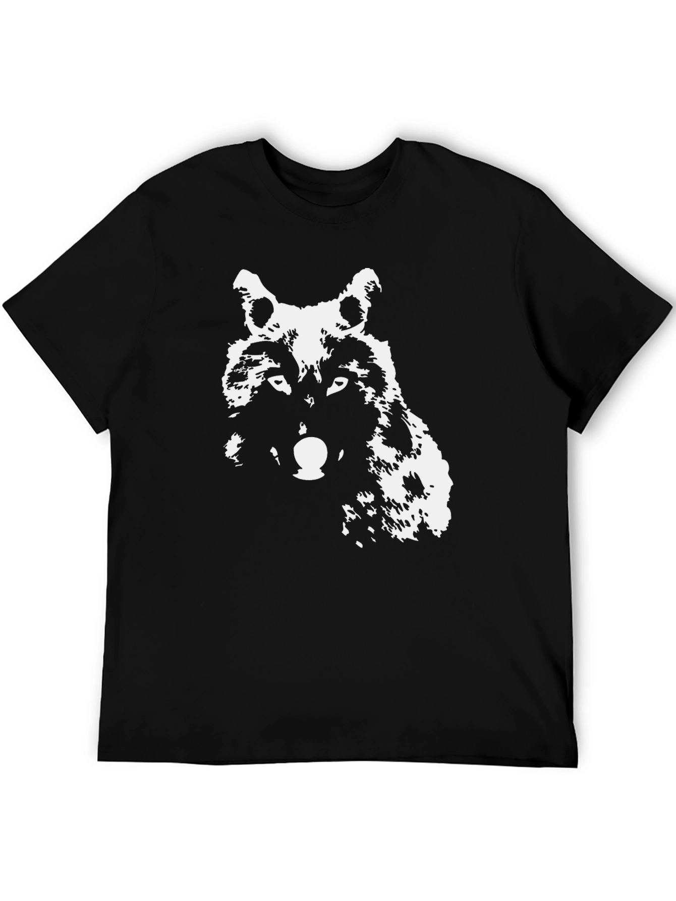 Wolf Graphic Print Black T-Shirt - Casual Style