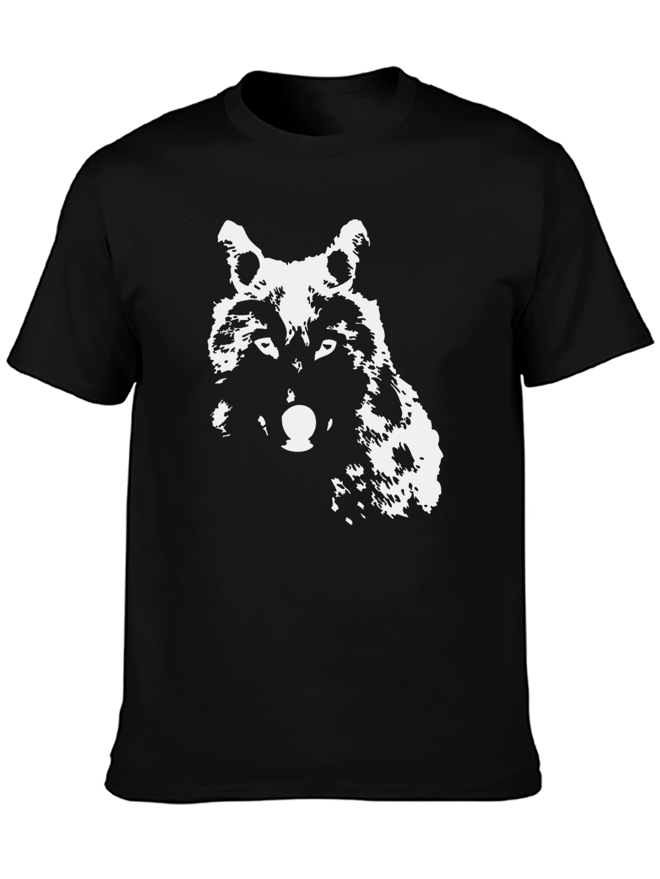 Wolf Graphic Print Black T-Shirt - Casual Style
