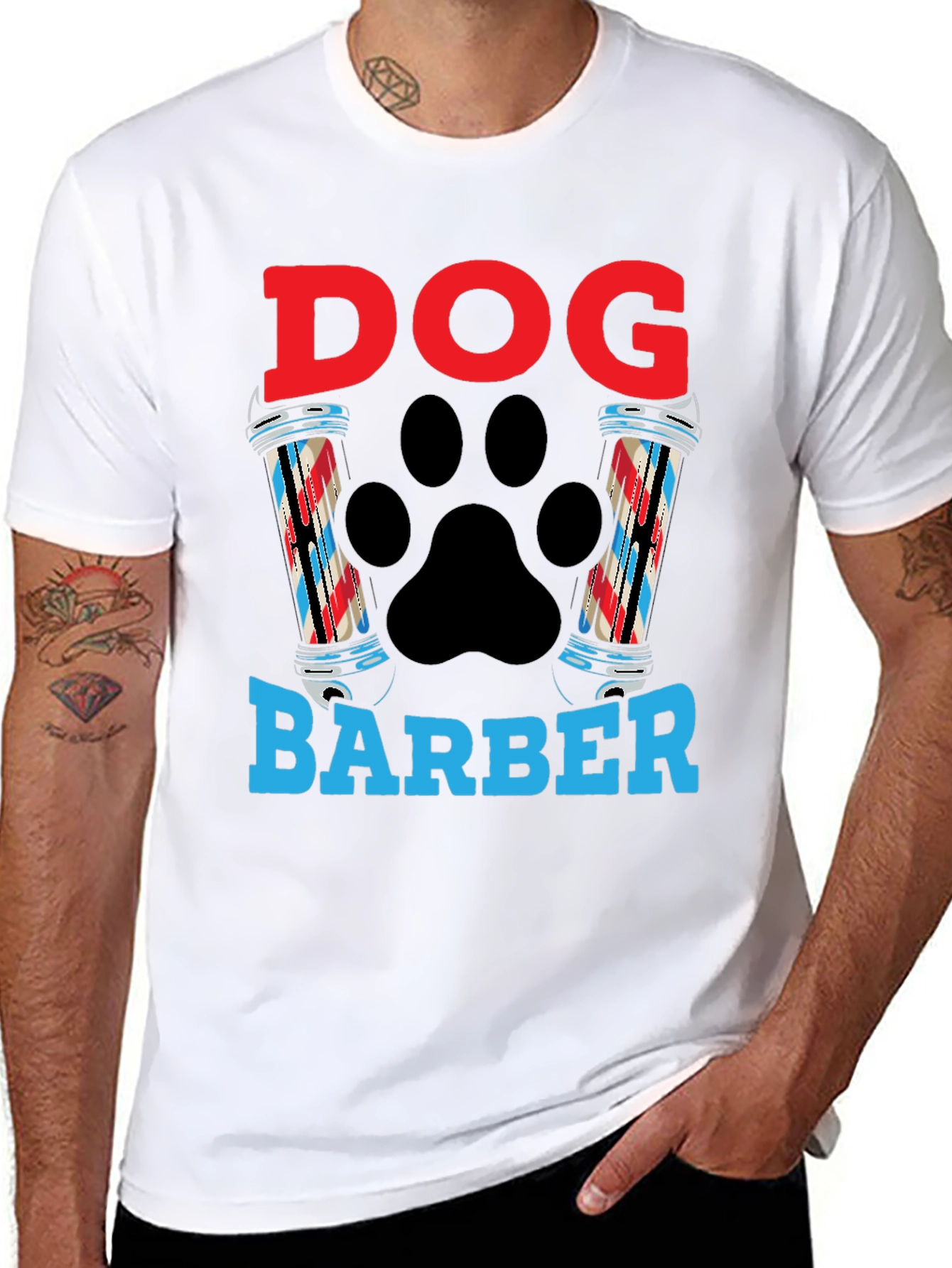 Dog Barber T-Shirt - Grooming Paw Print Tee