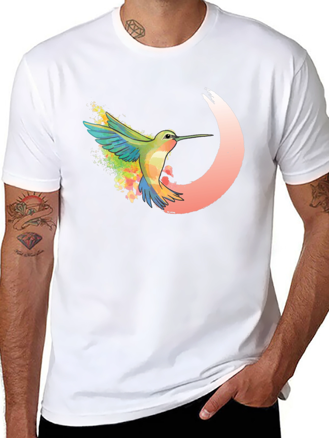 Hummingbird Graphic Tee - Artistic Design