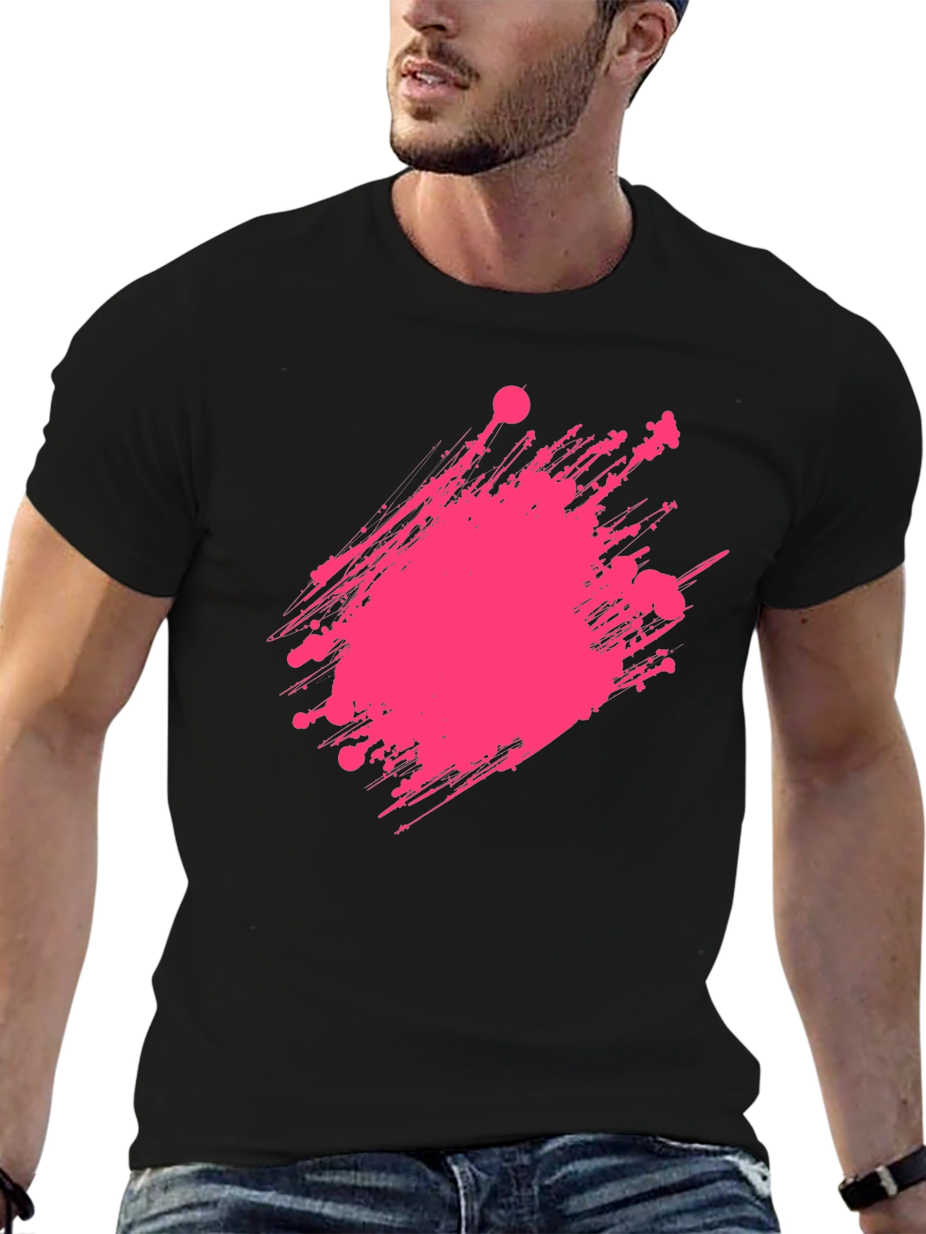 Modern Graphic Print Crew Neck T-Shirt