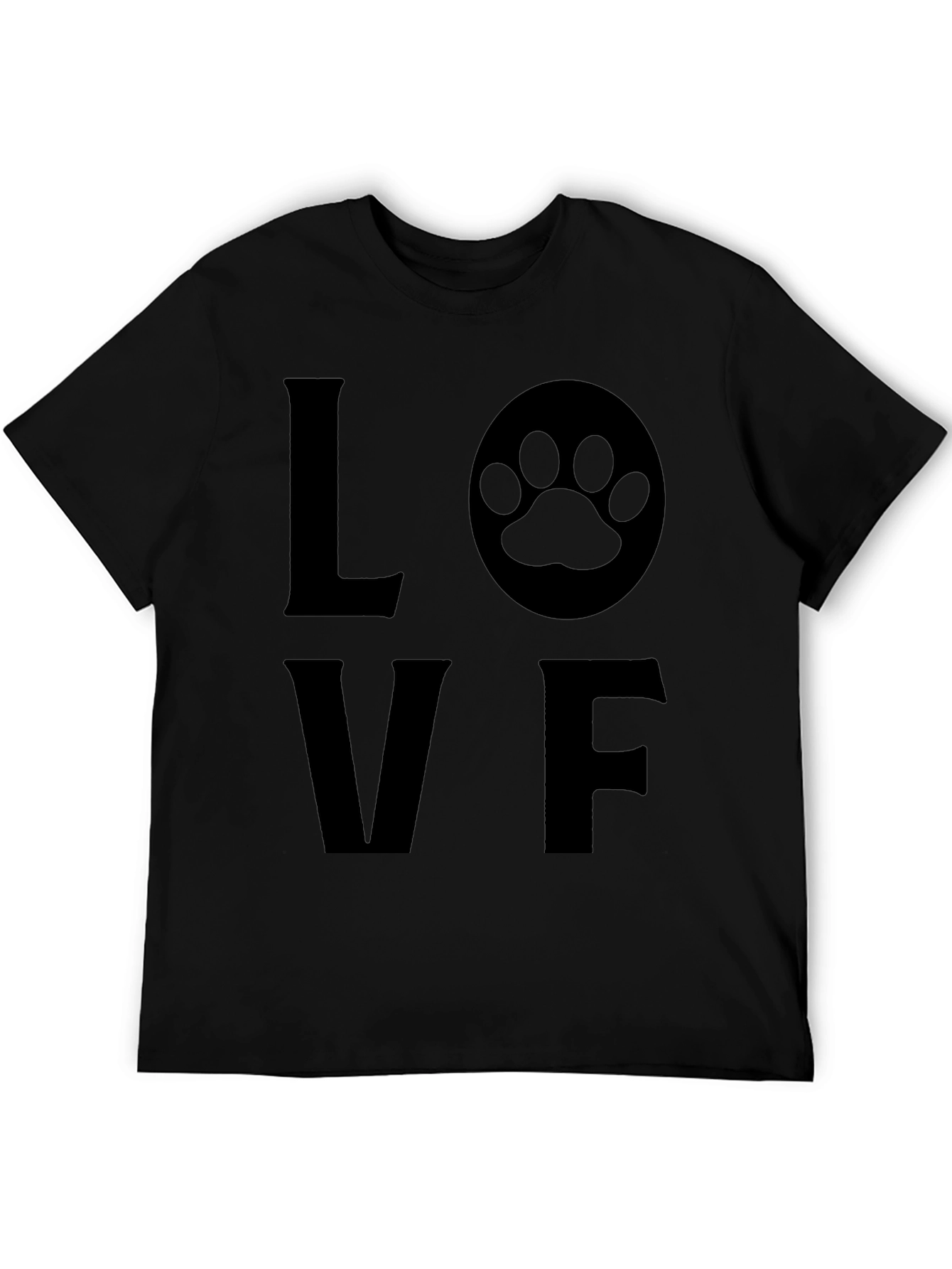Love F T-Shirt with Paw Print Graphic