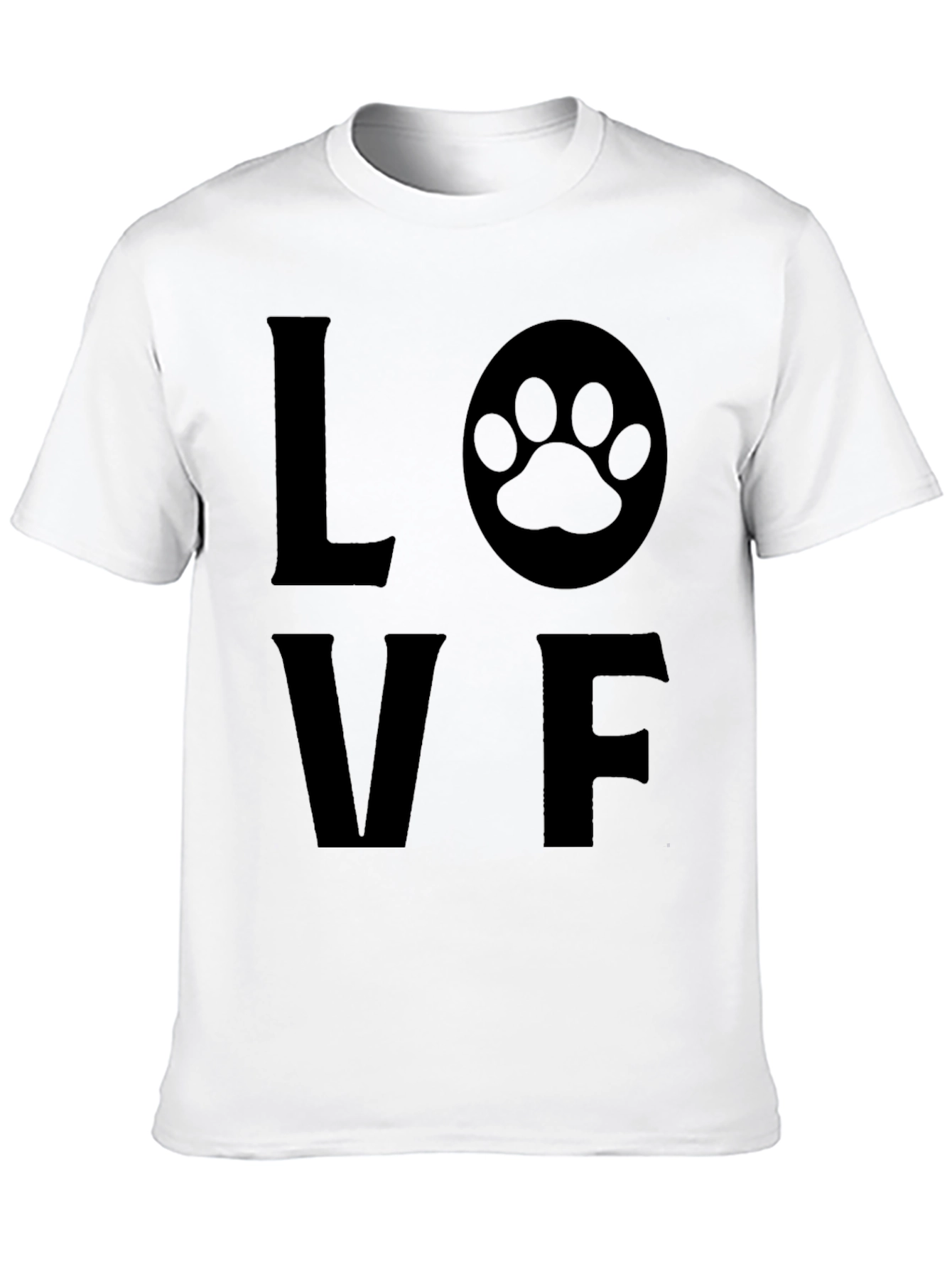 Love F T-Shirt with Paw Print Graphic