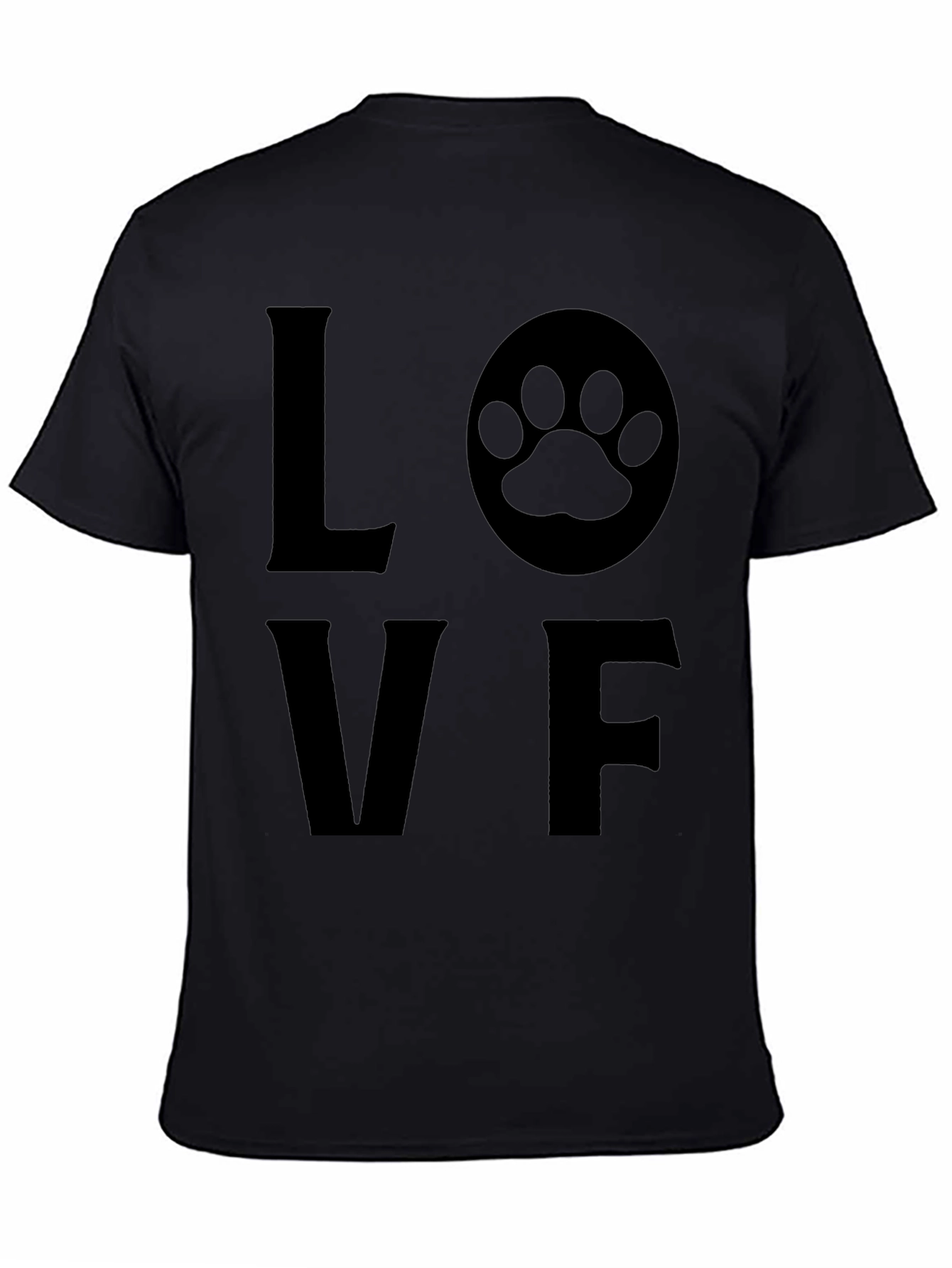 Love F T-Shirt with Paw Print Graphic