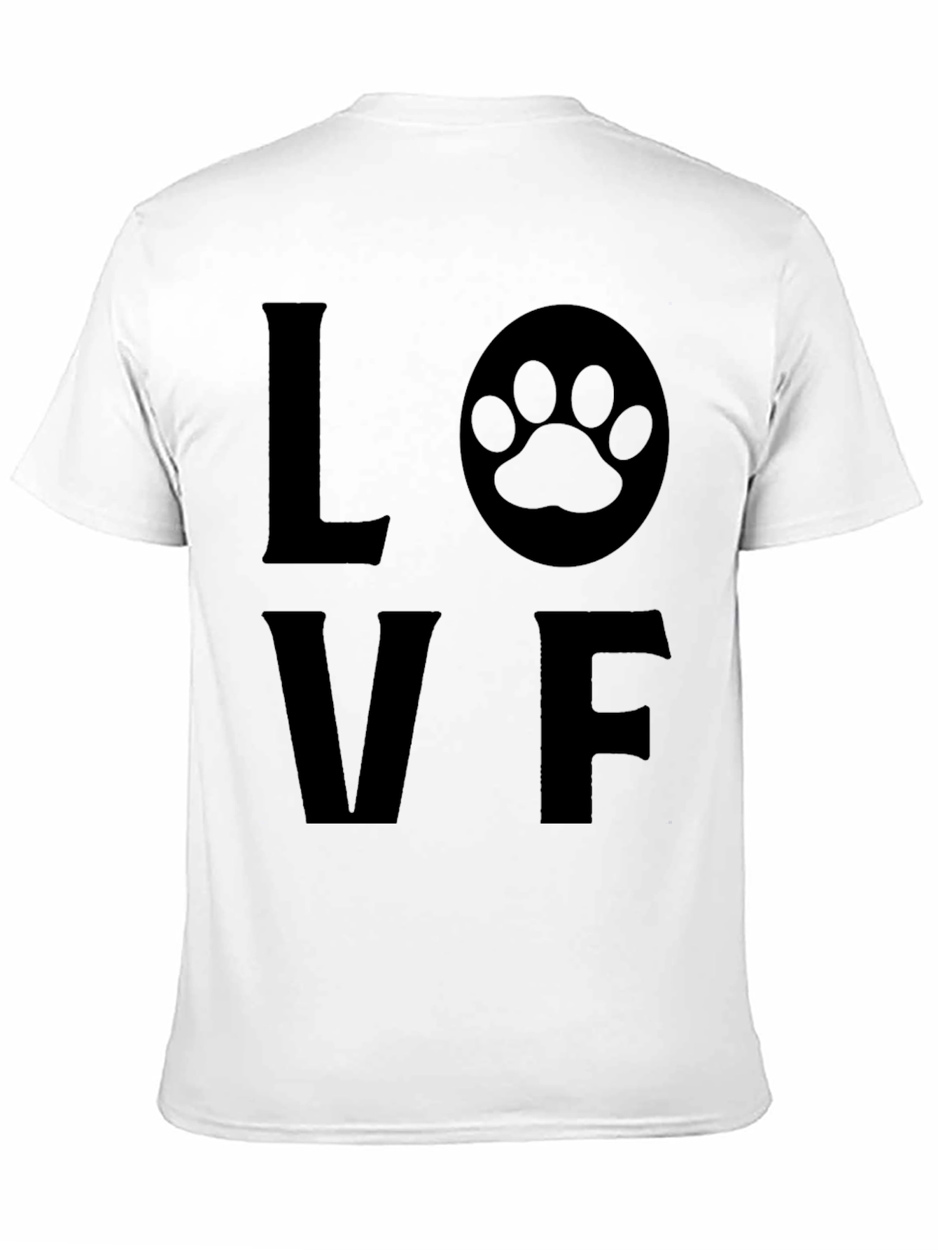 Love F T-Shirt with Paw Print Graphic