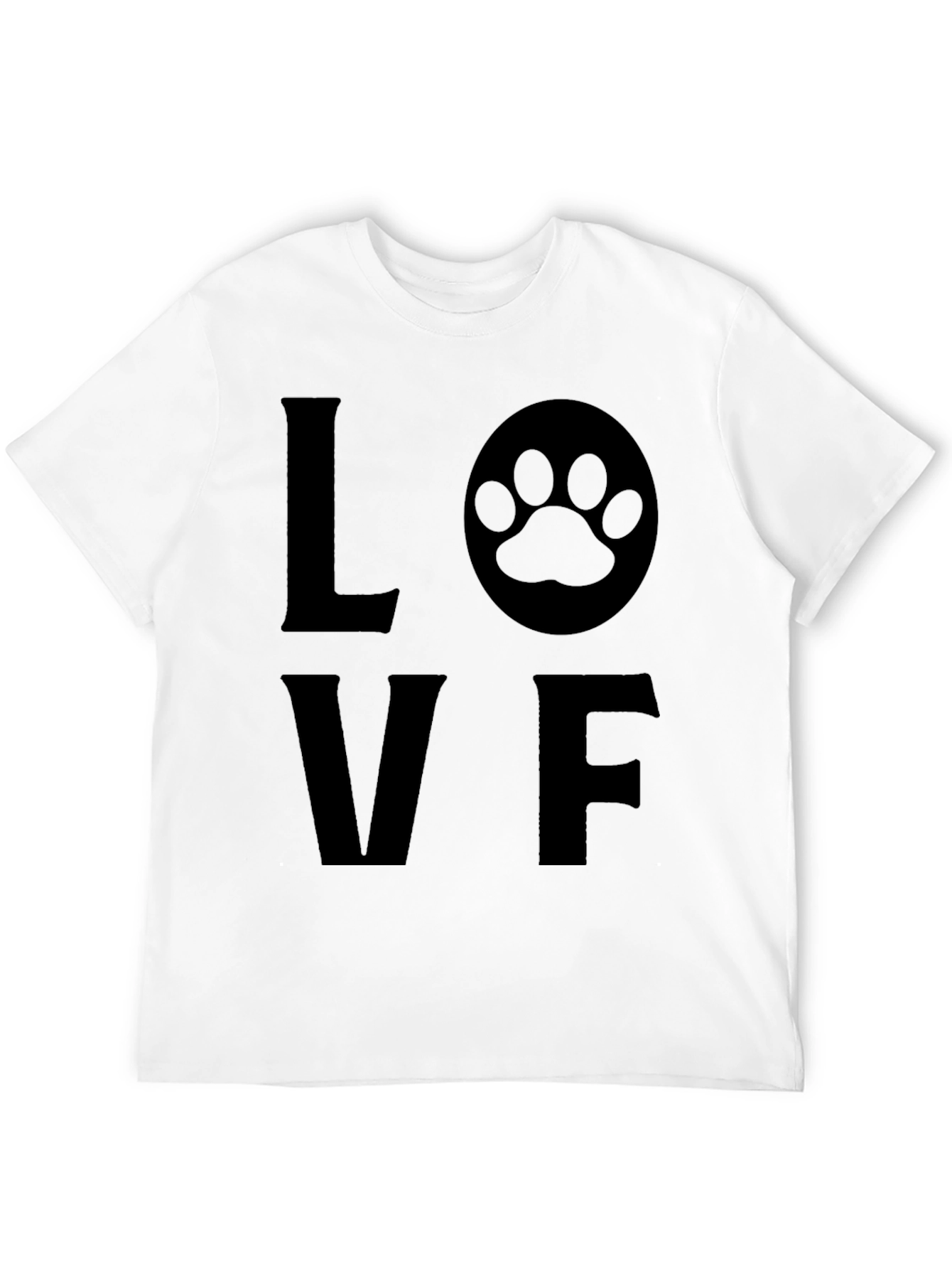 Love F T-Shirt with Paw Print Graphic