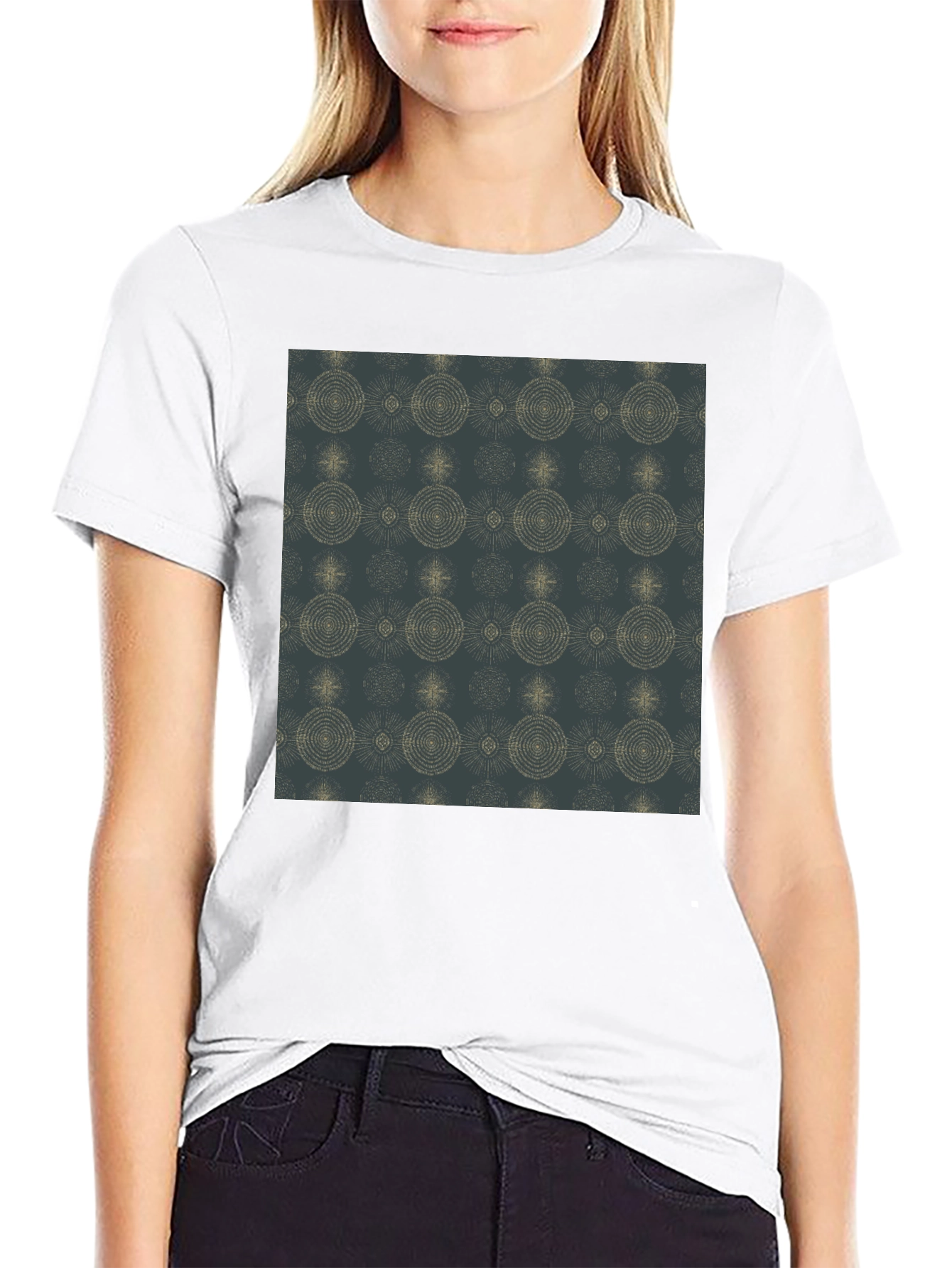 Stylish Black Tee with Geometric Pattern