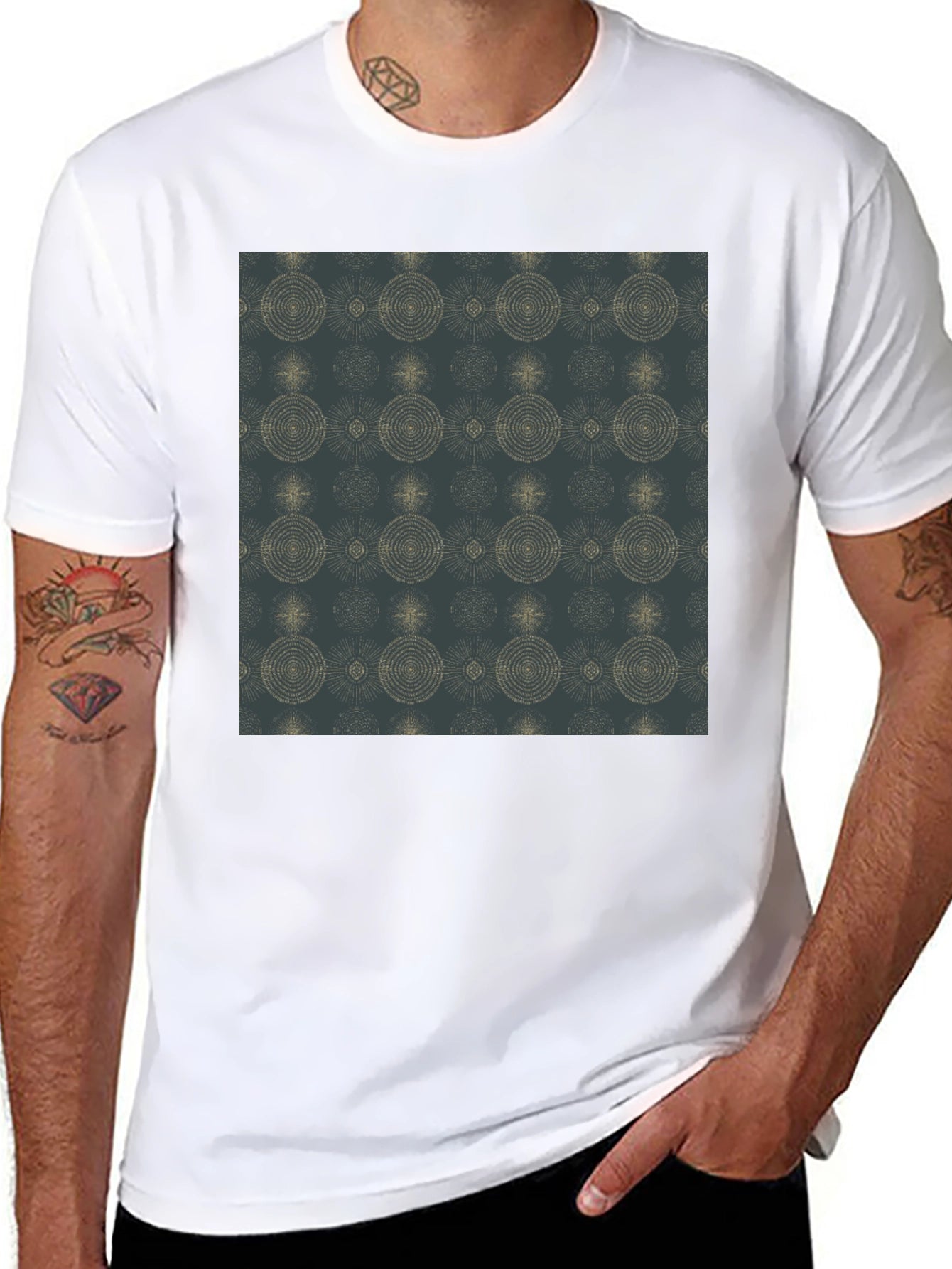 Stylish Black Tee with Geometric Pattern