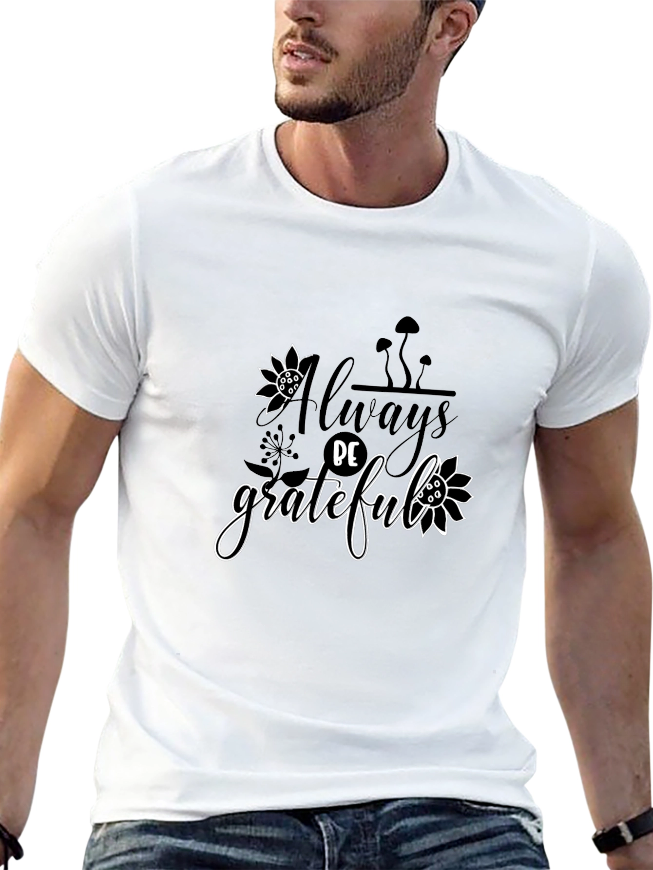 Always Be Grateful Graphic Black T-Shirt