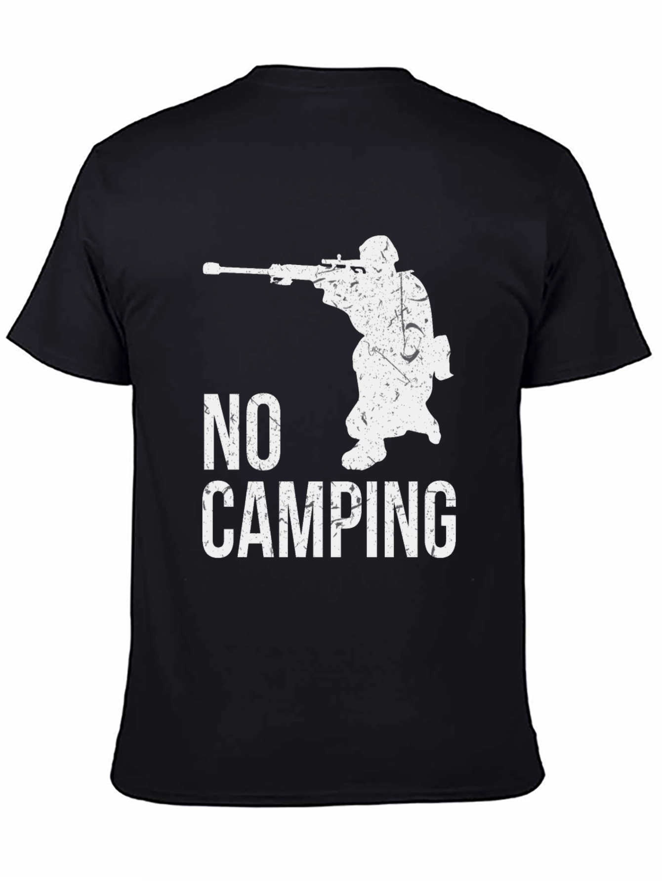 No Camping Sniper Graphic Tee - Black Cotton