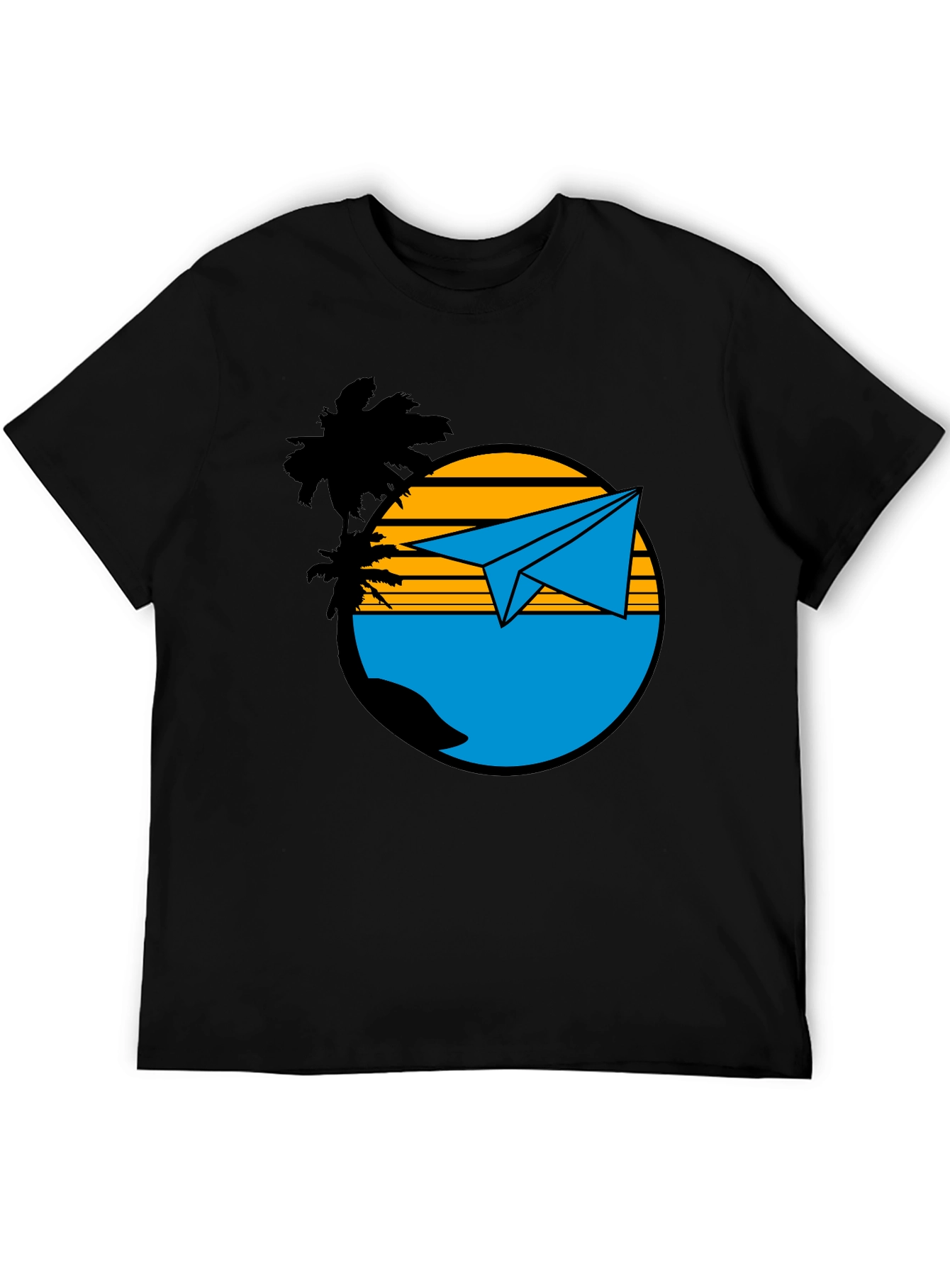 Island Paper Airplane Graphic T-Shirt - Black