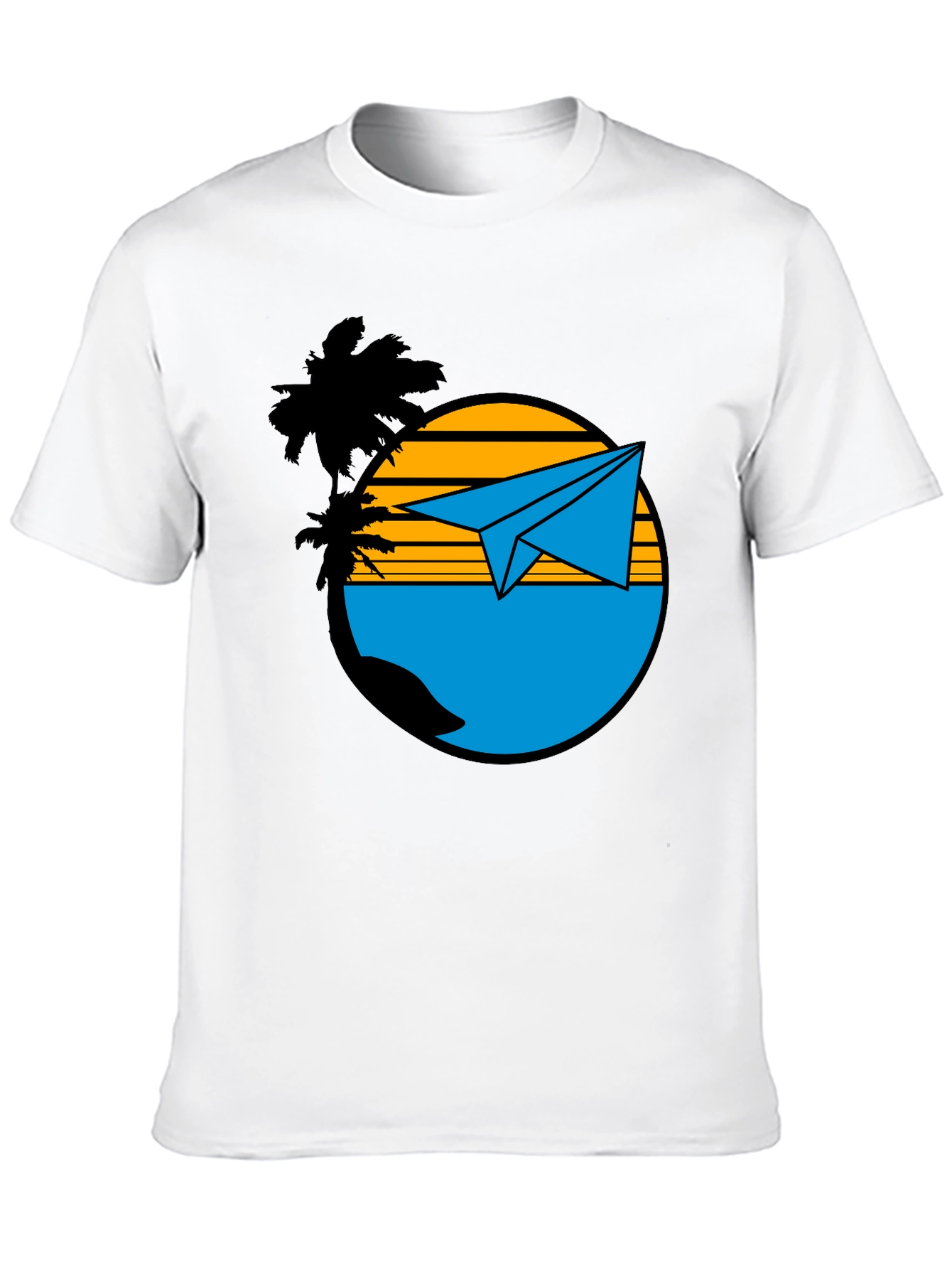 Island Paper Airplane Graphic T-Shirt - Black
