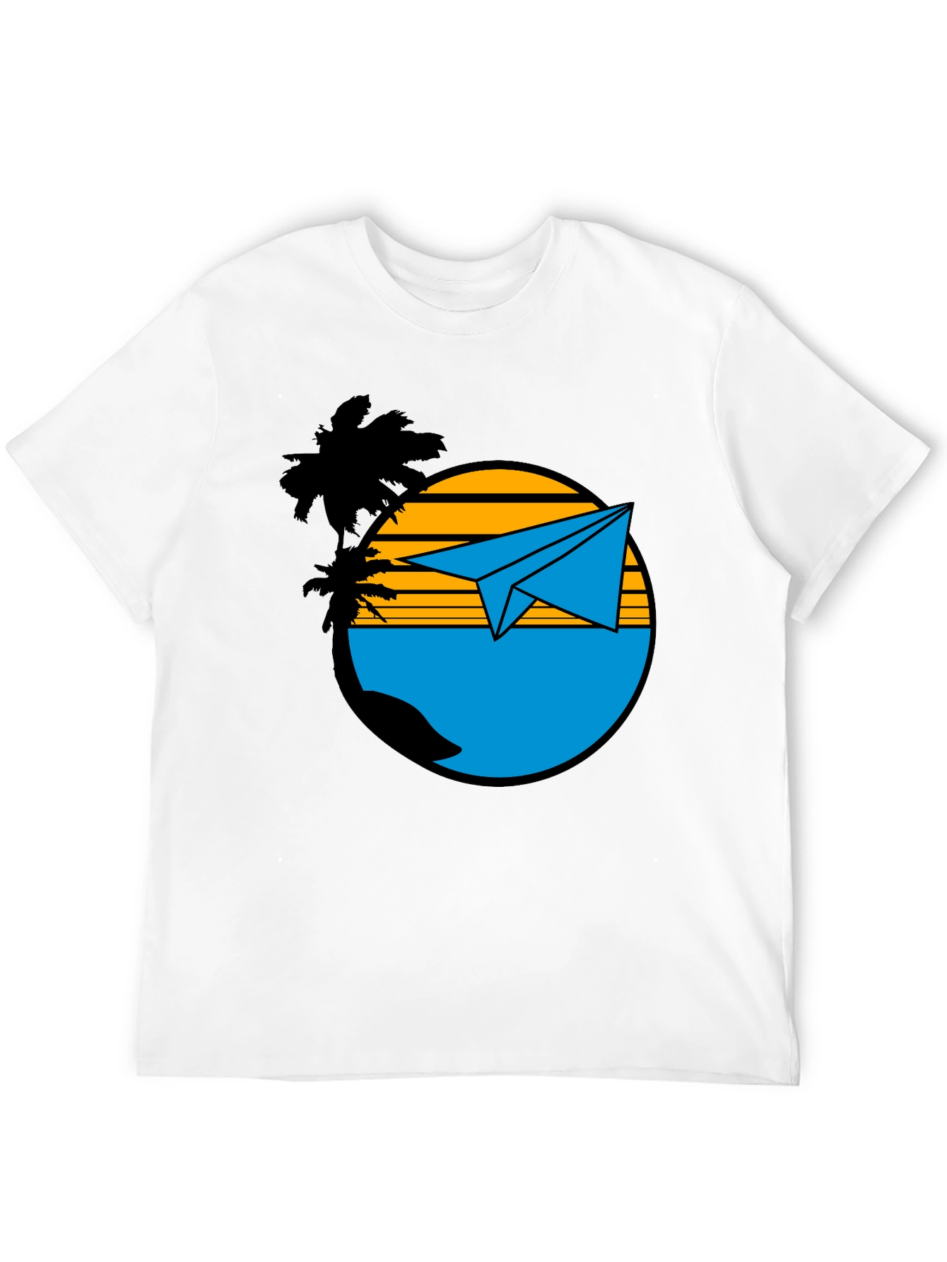 Island Paper Airplane Graphic T-Shirt - Black