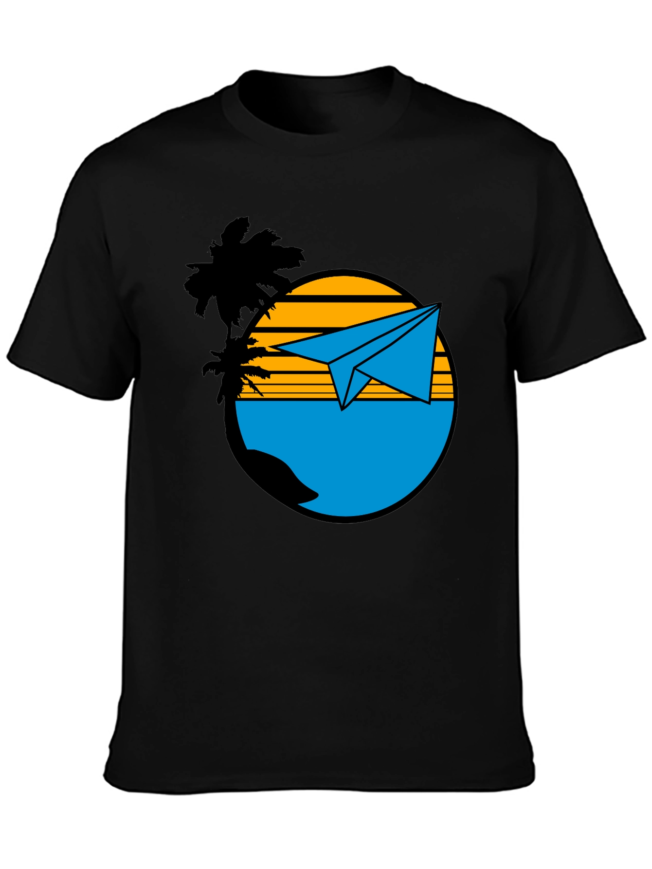 Island Paper Airplane Graphic T-Shirt - Black