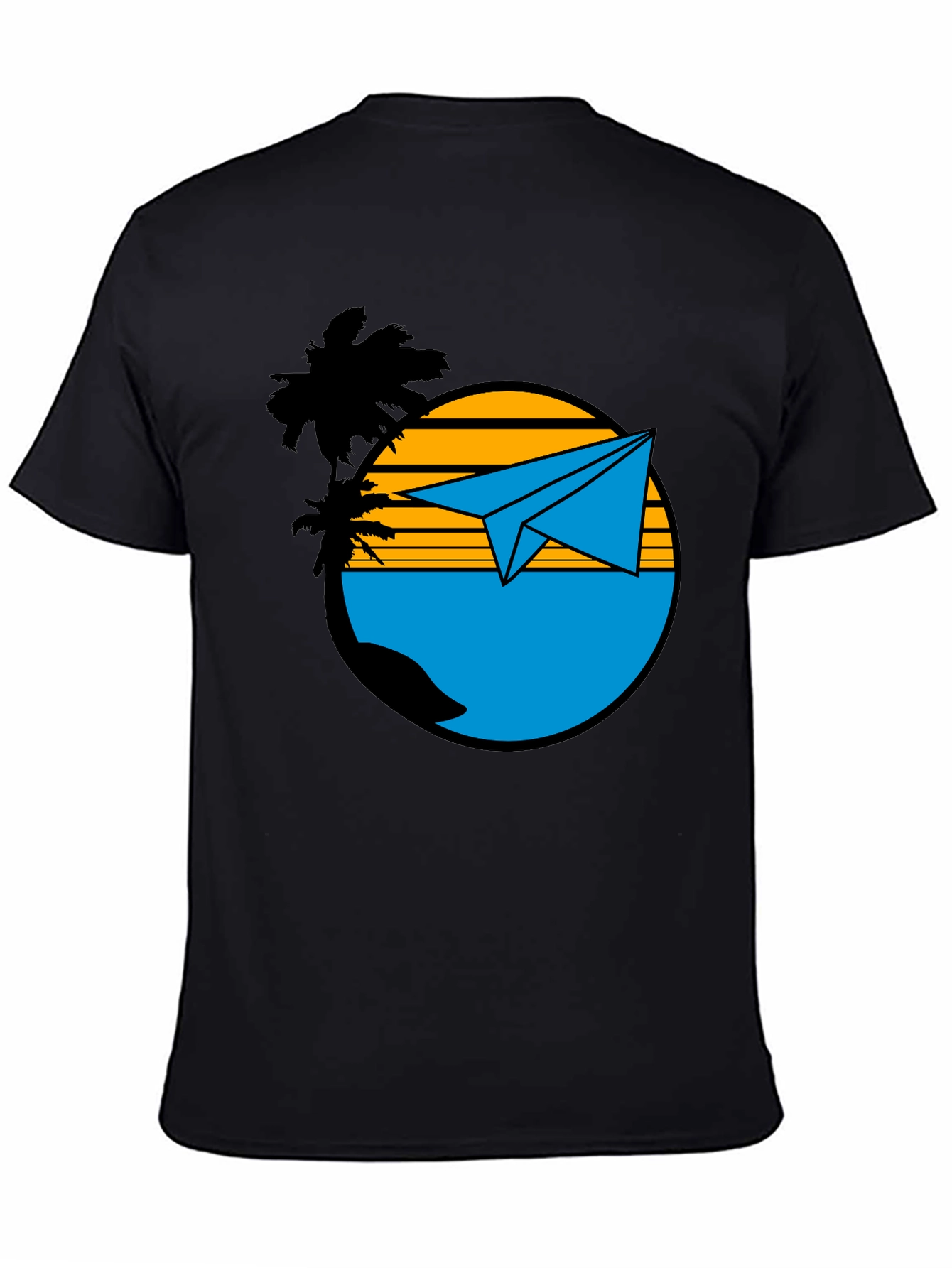 Island Paper Airplane Graphic T-Shirt - Black